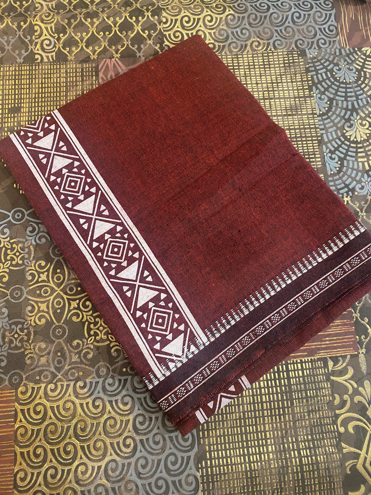 Colour Dhothi With Printed Kara