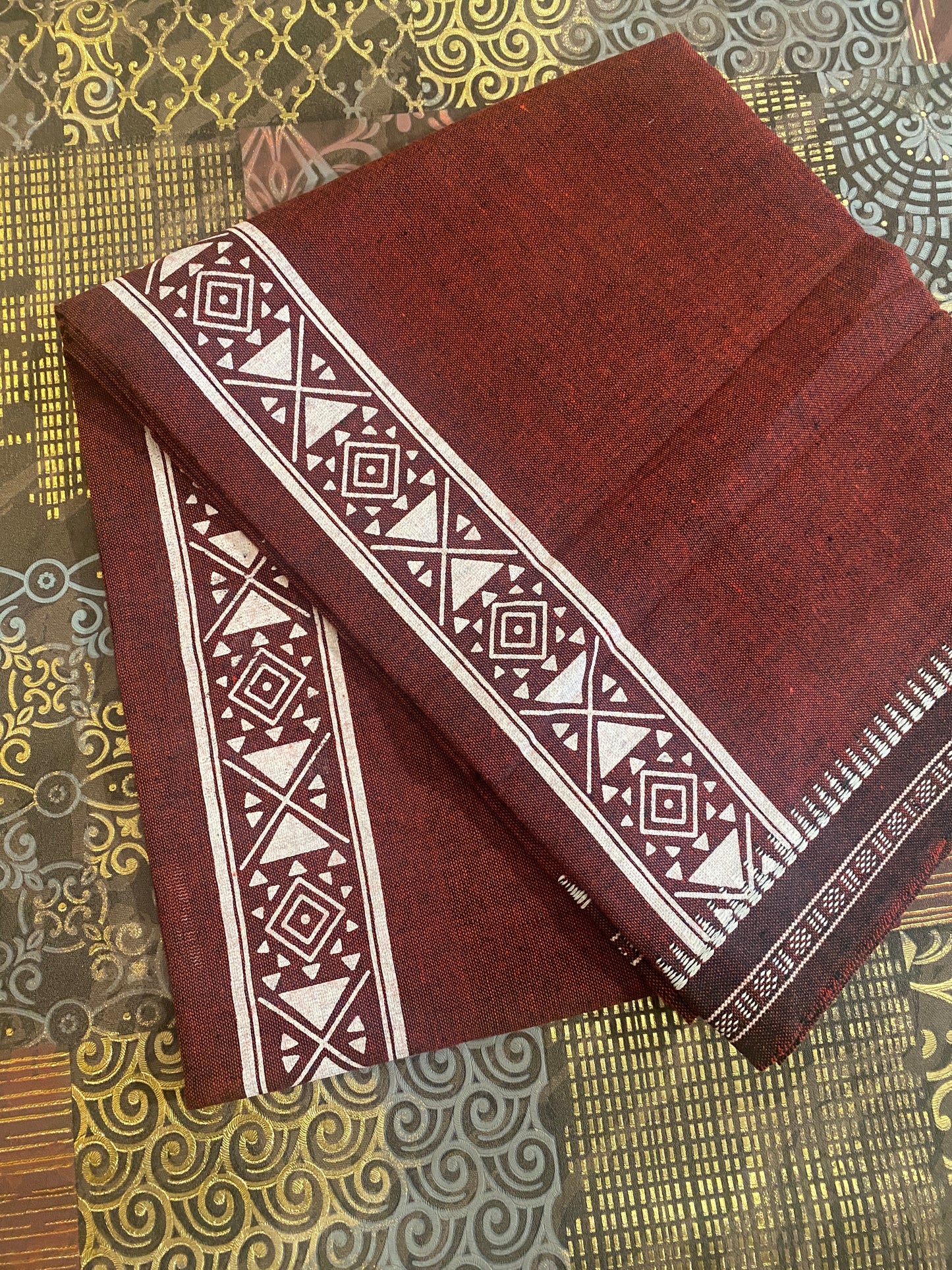 Colour Dhothi With Printed Kara