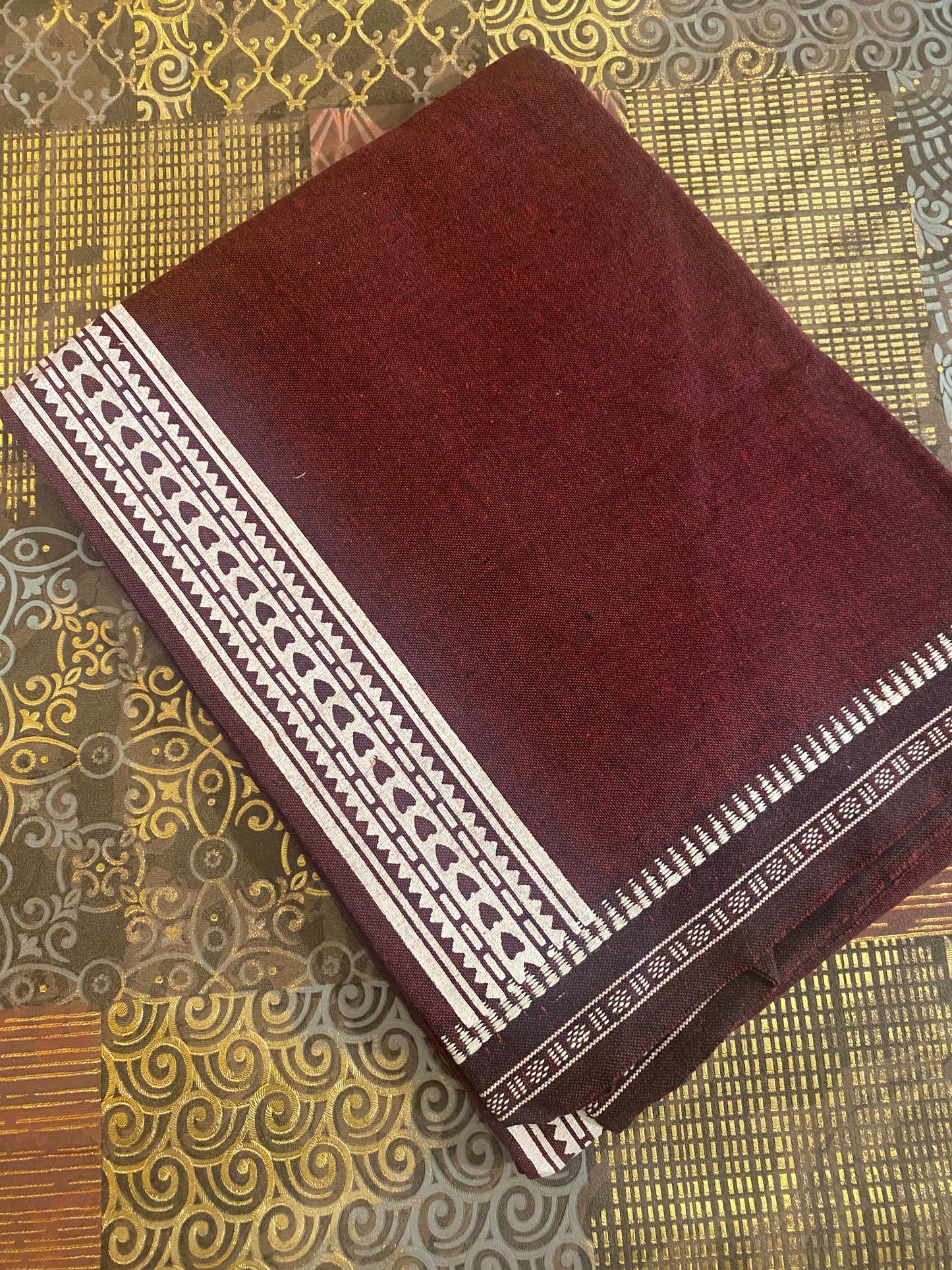Colour Dhothi With Printed Kara