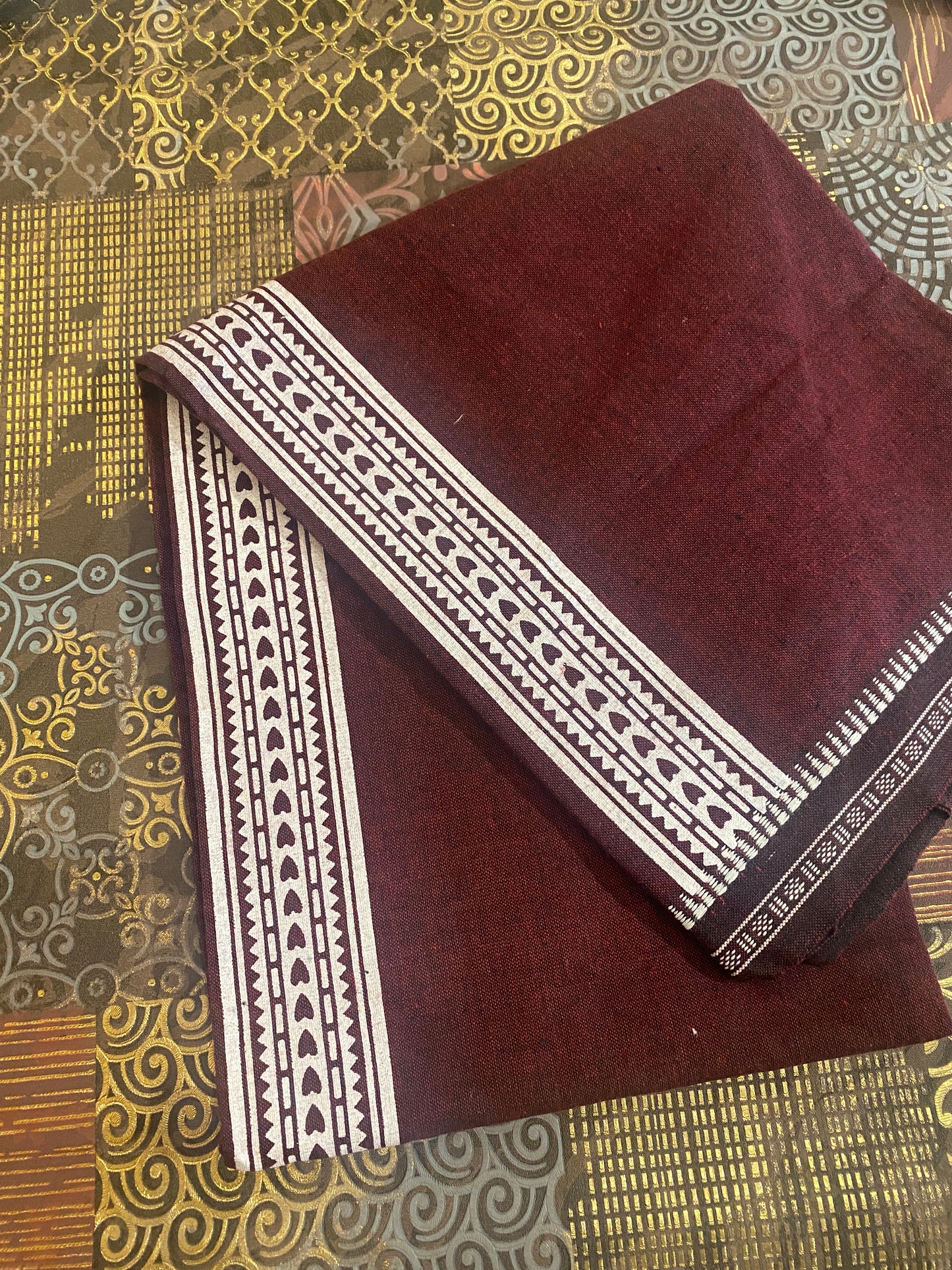 Colour Dhothi With Printed Kara