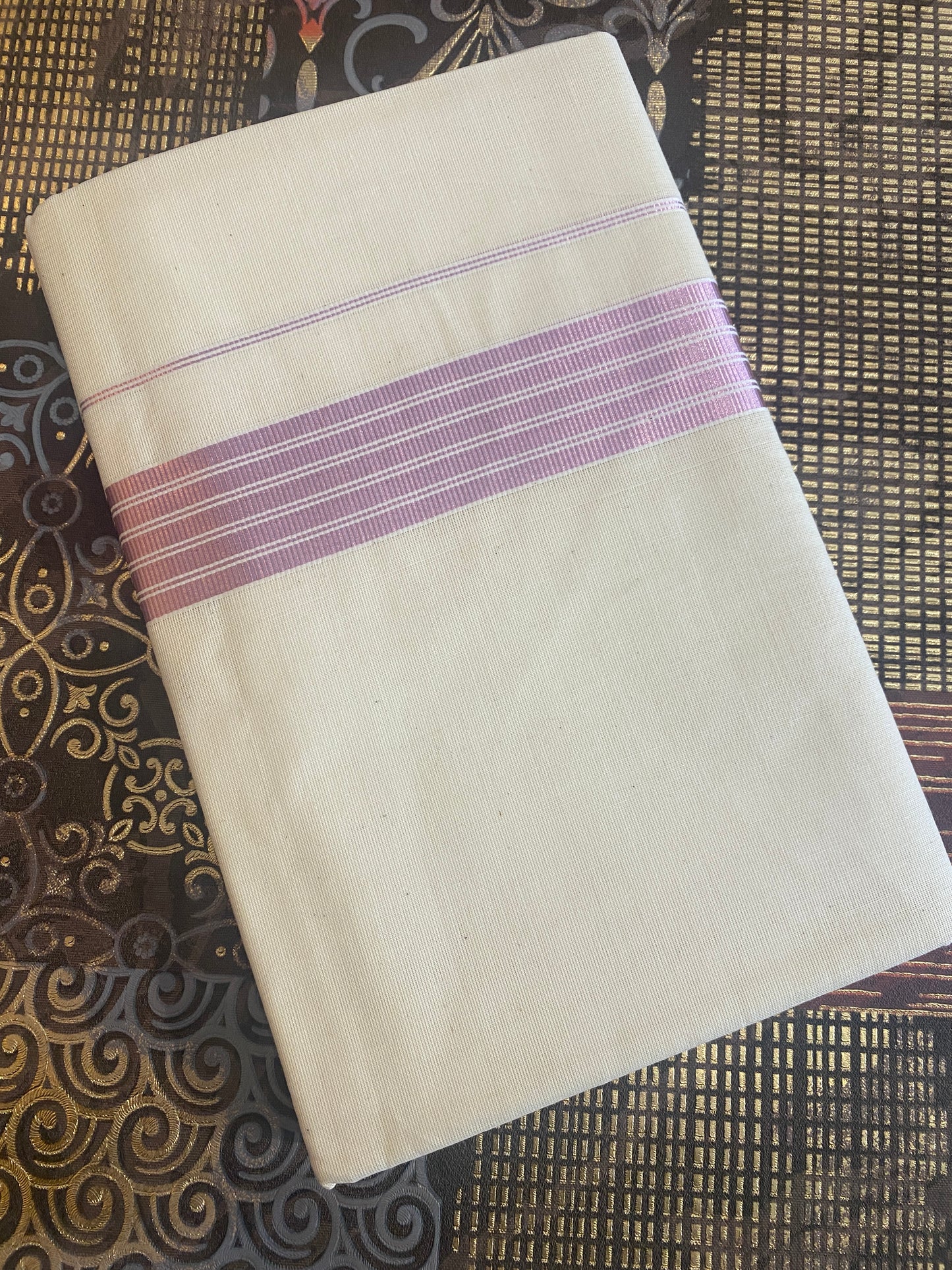 HandLoom Double Dhothi ( Rose Gold Zari )