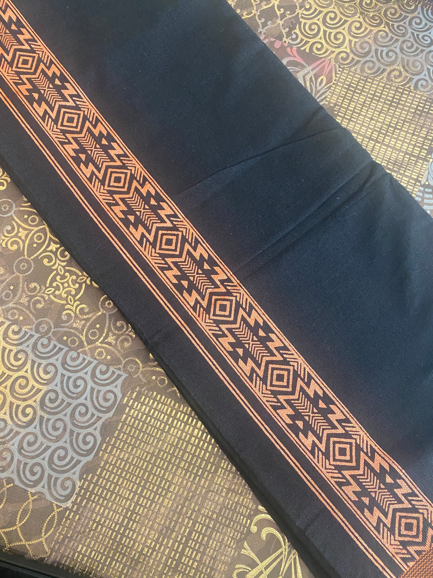 Black Mundu ( Dhoti ) With Printed Kara