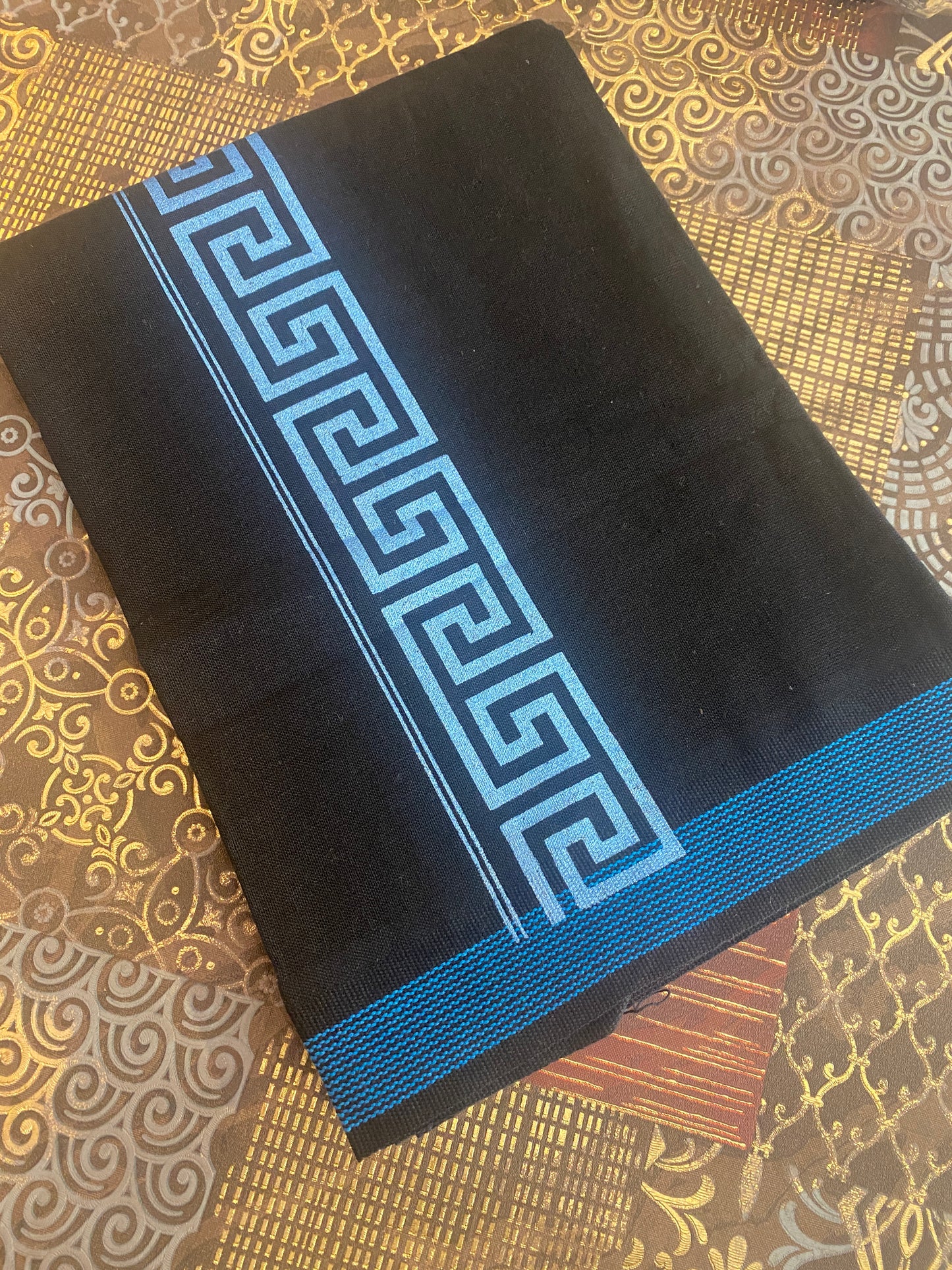 Black Mundu ( Dhoti ) With Printed Kara