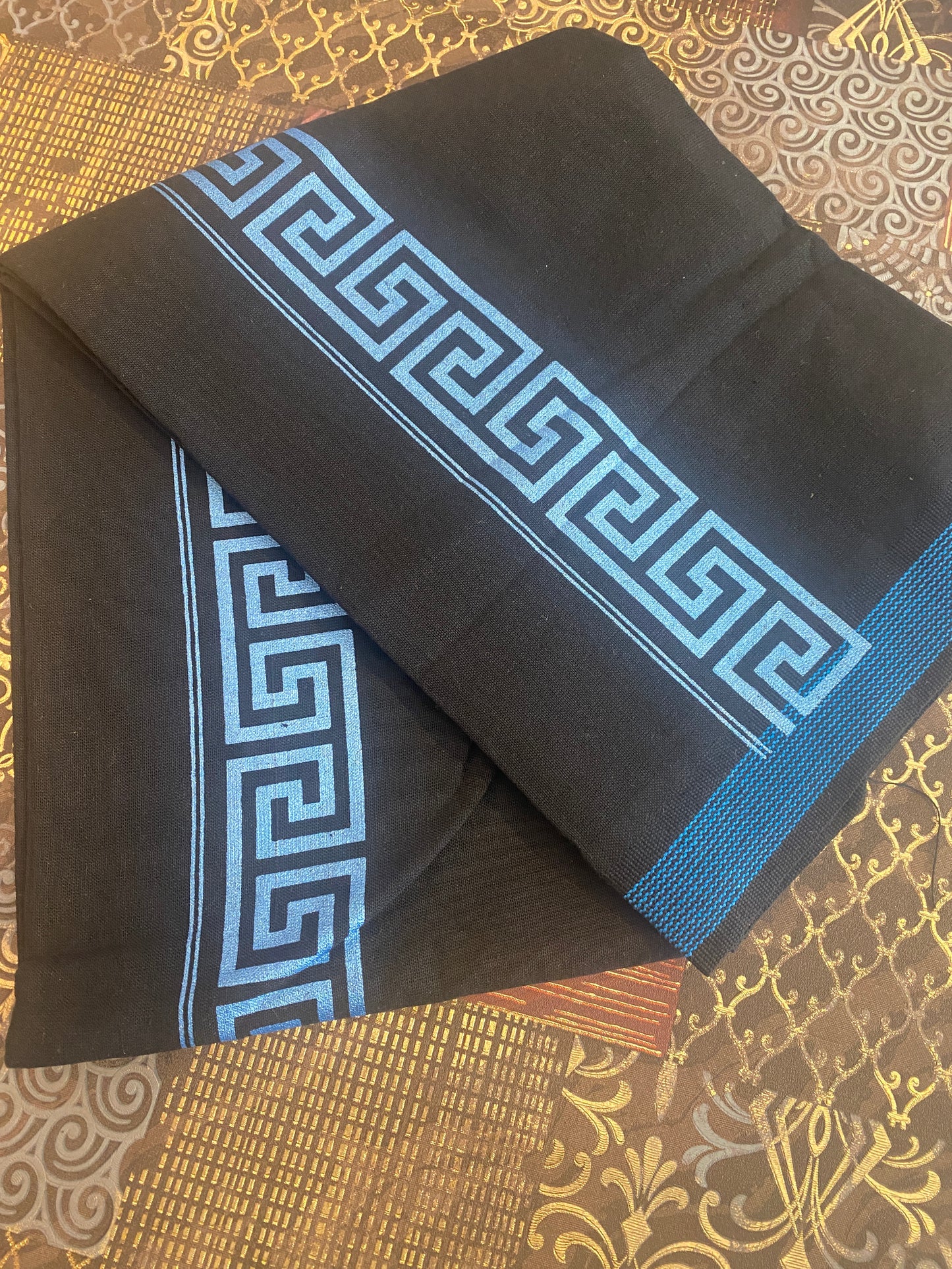Black Mundu ( Dhoti ) With Printed Kara