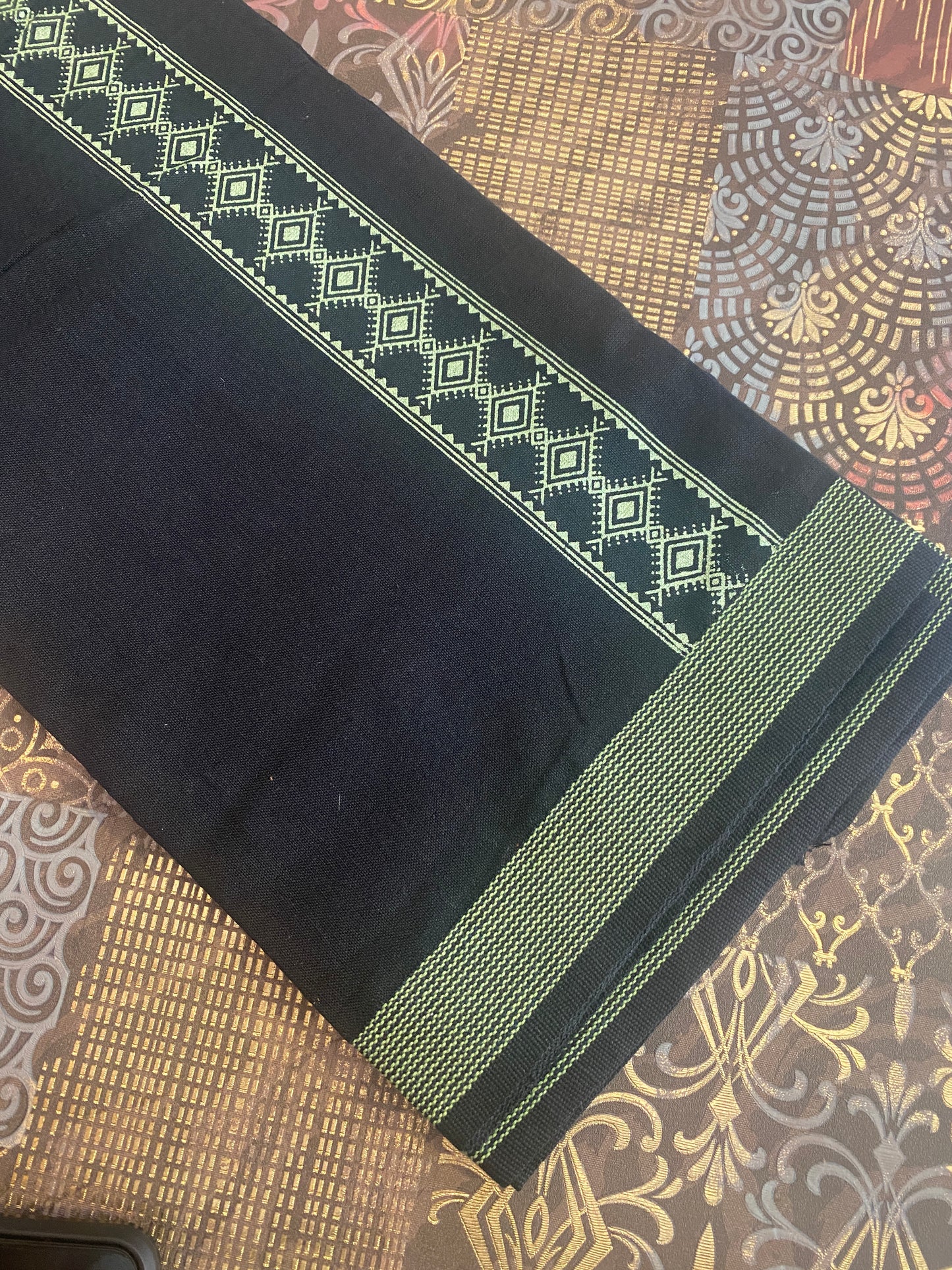 Black Mundu ( Dhoti ) With Printed Kara