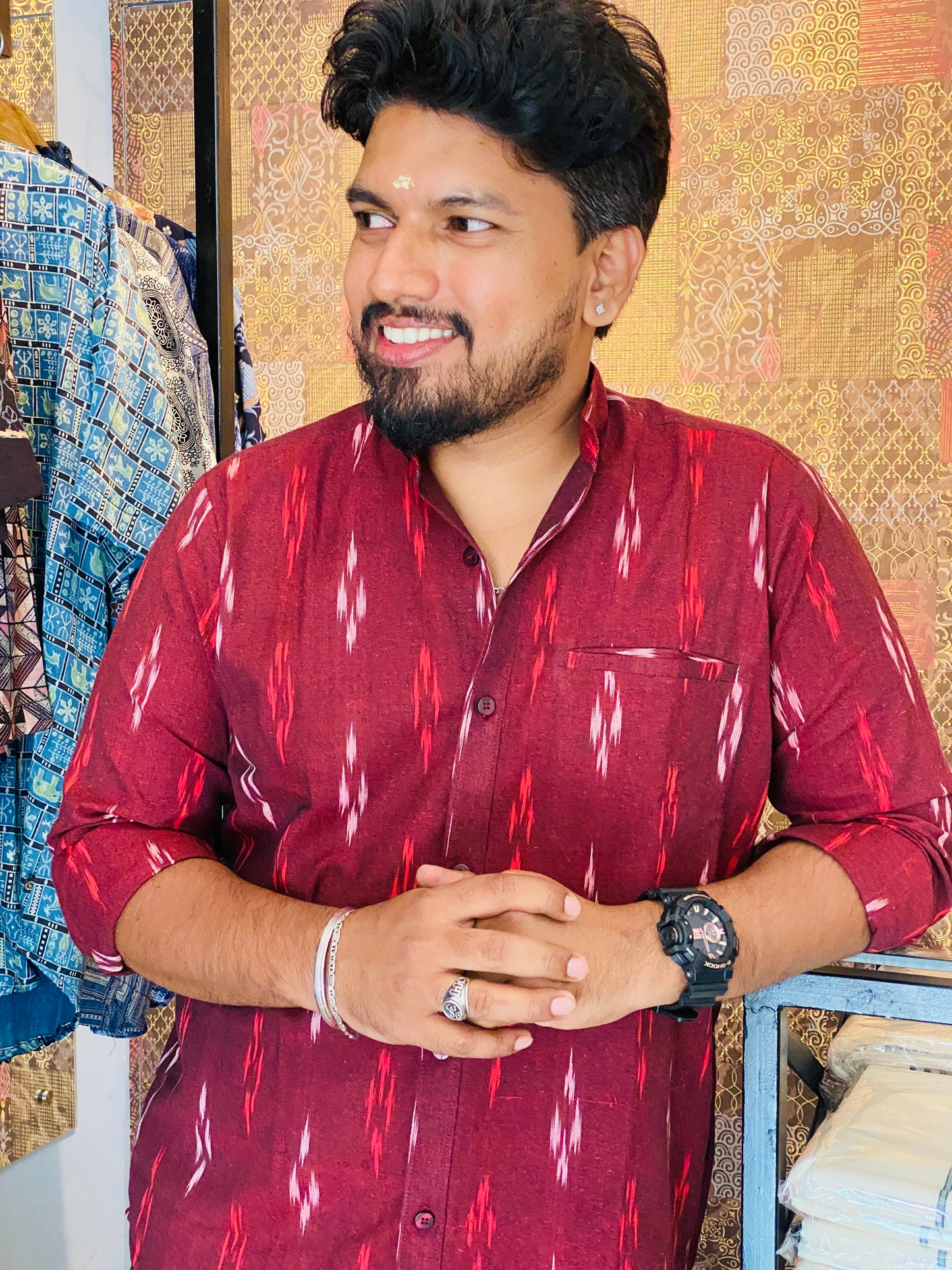 Premium Cotton Ikkat Shirt