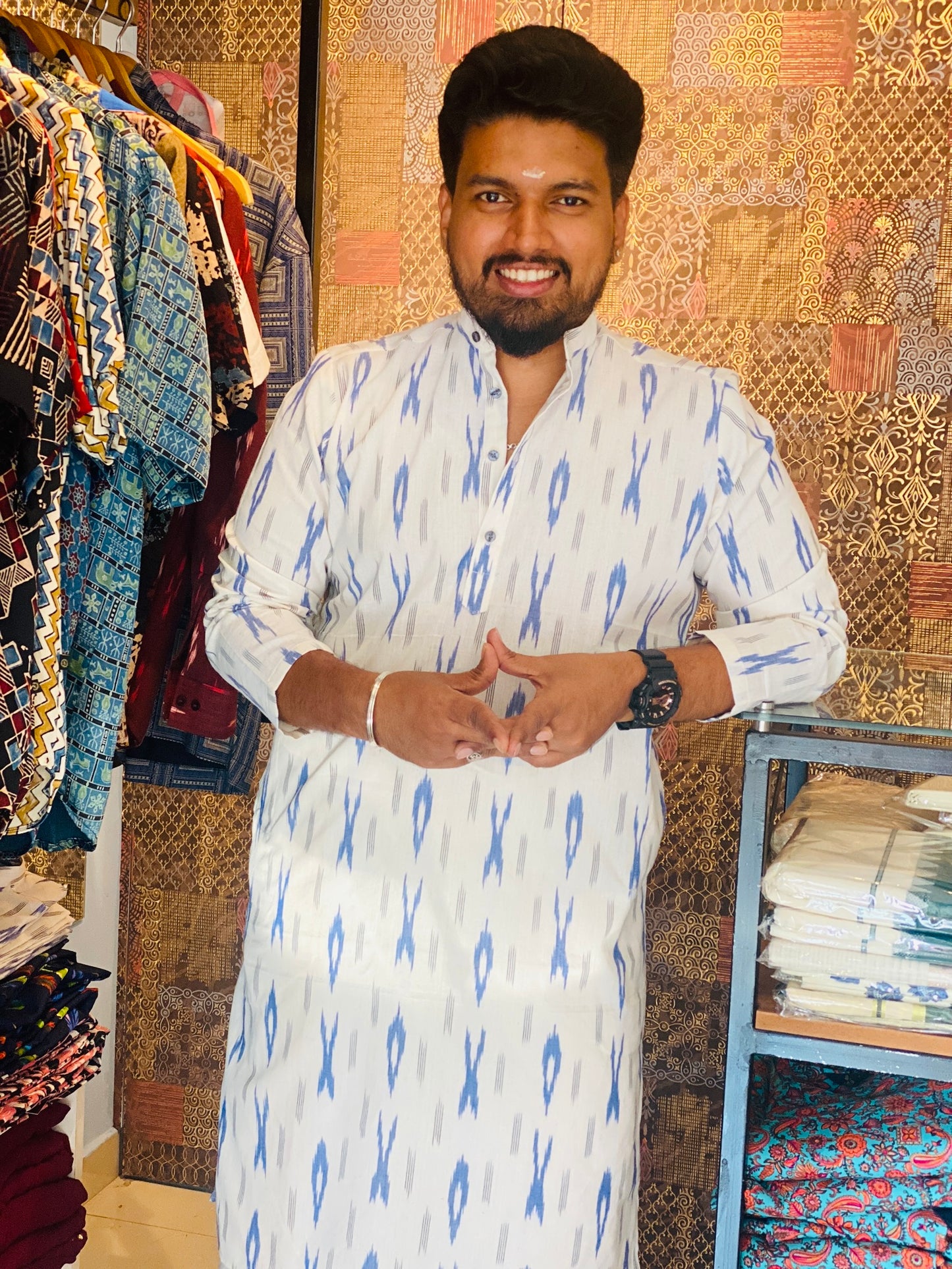 Premium Cotton Ikkat Long Kurta