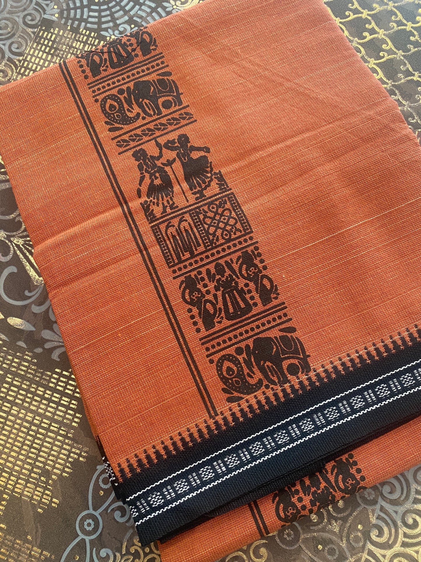 Premium Kaavi Dhoti – Traditional Printed Kara