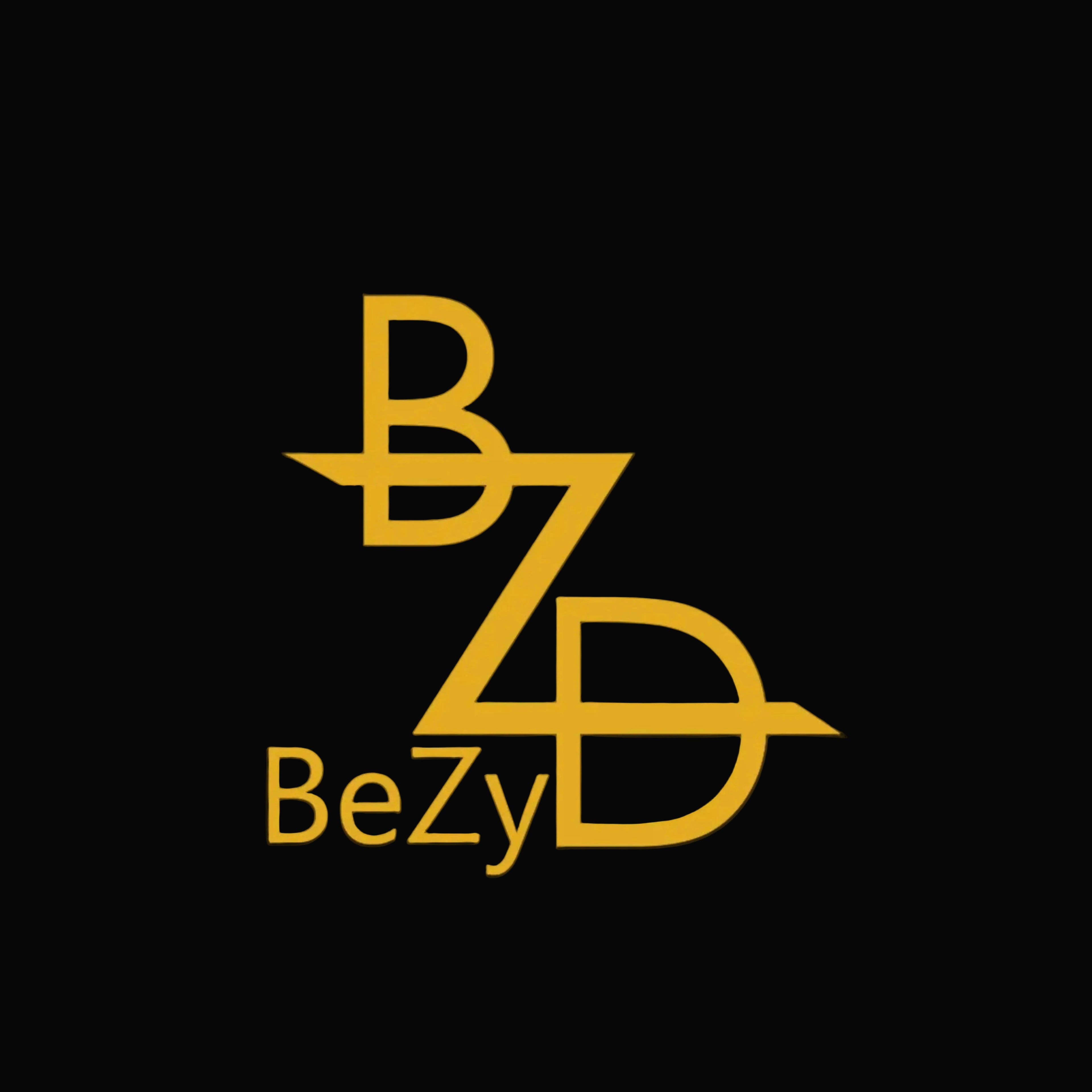 A stylized gold monogram logo reading 'BeZyD' on a solid black background.