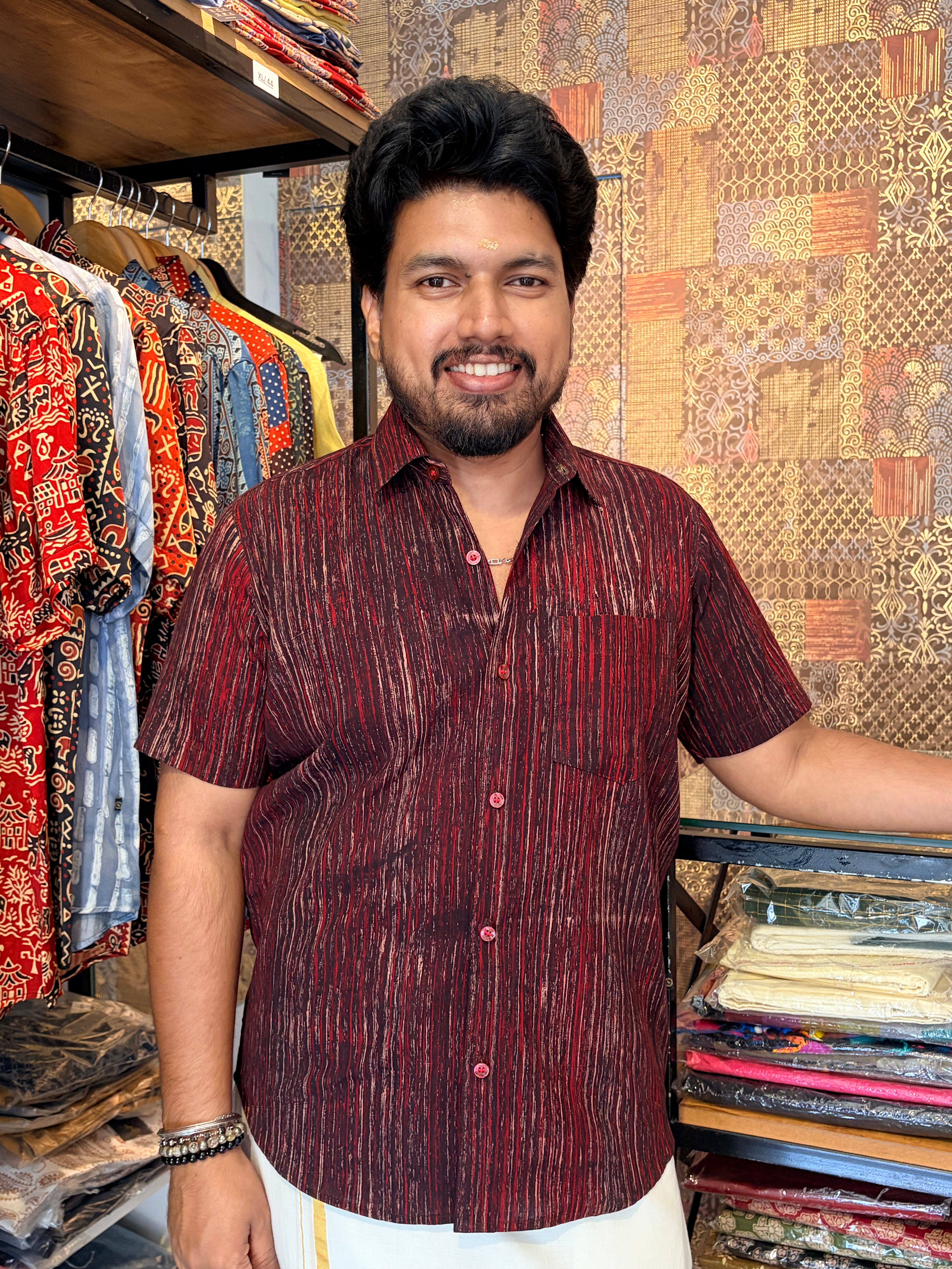 Krishnaya Handblock Printed Cotton Shirt