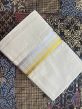HandLoom Mund Golden And Silver Zari Border