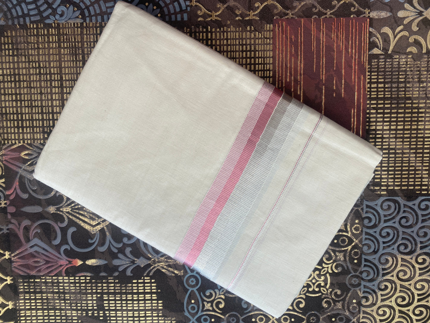 Handloom Double Mund ( Silver & Pink Kara )