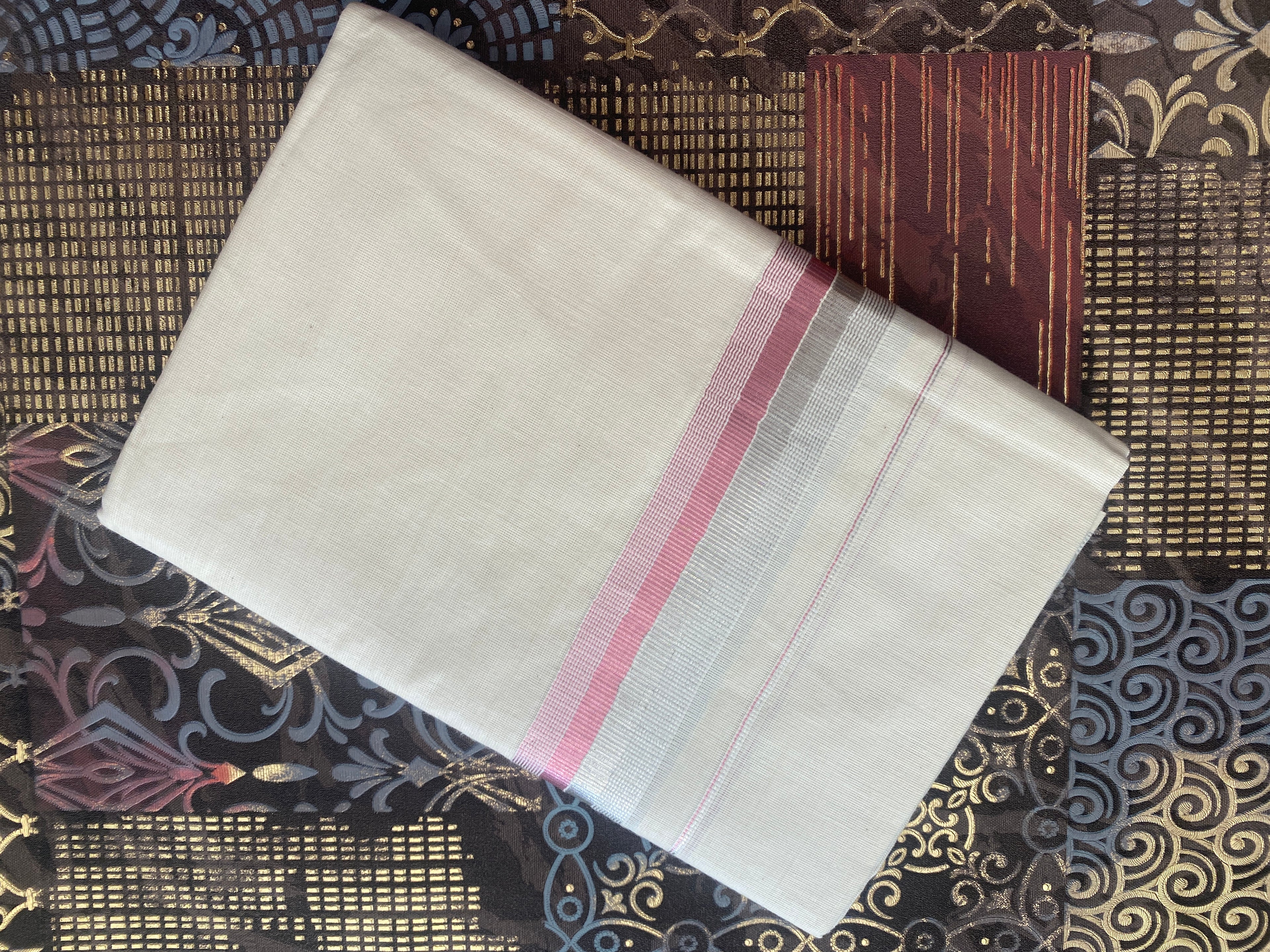 Handloom Double Mund ( Silver & Pink Kara )