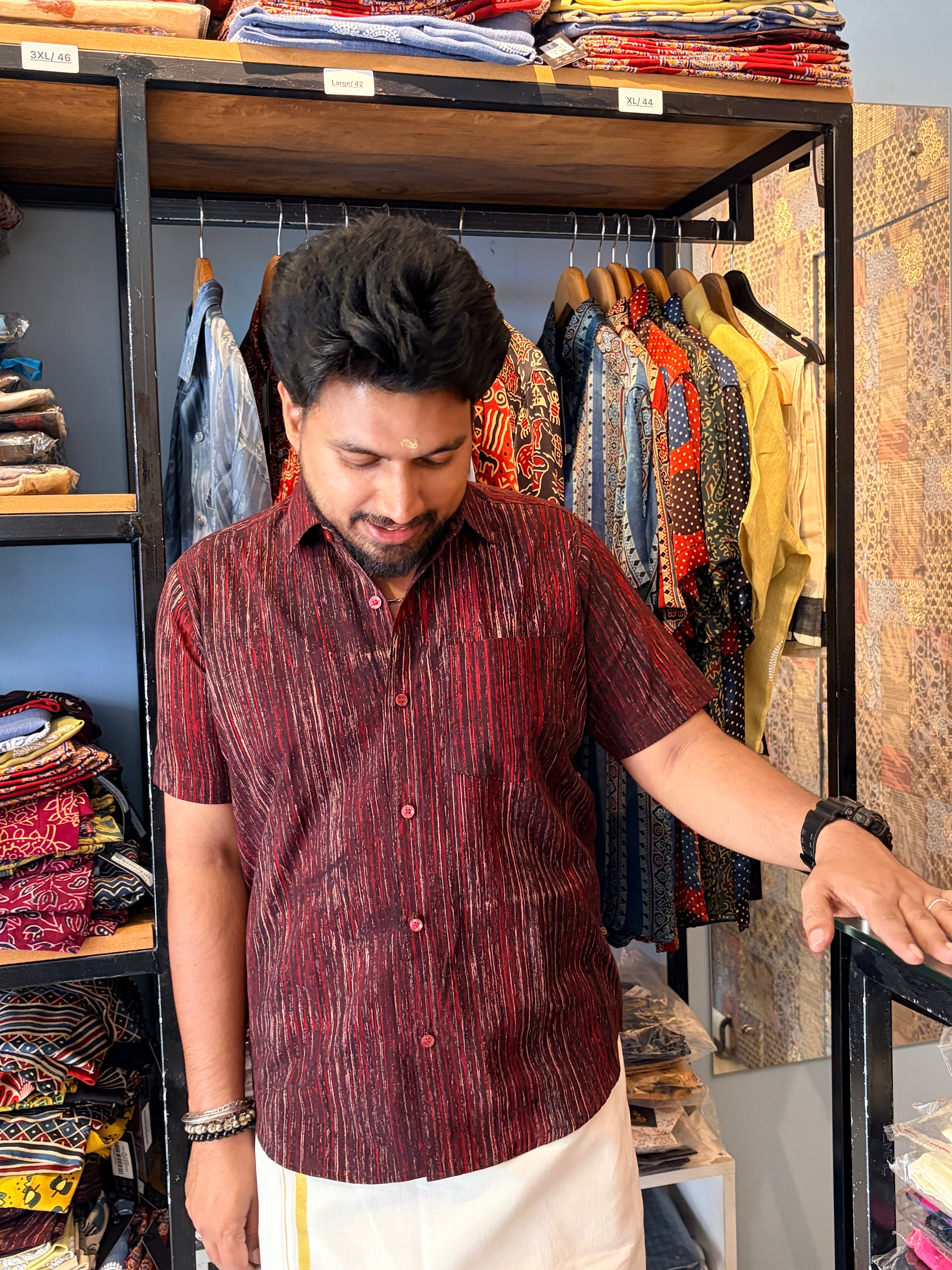 Krishnaya Handblock Printed Cotton Shirt