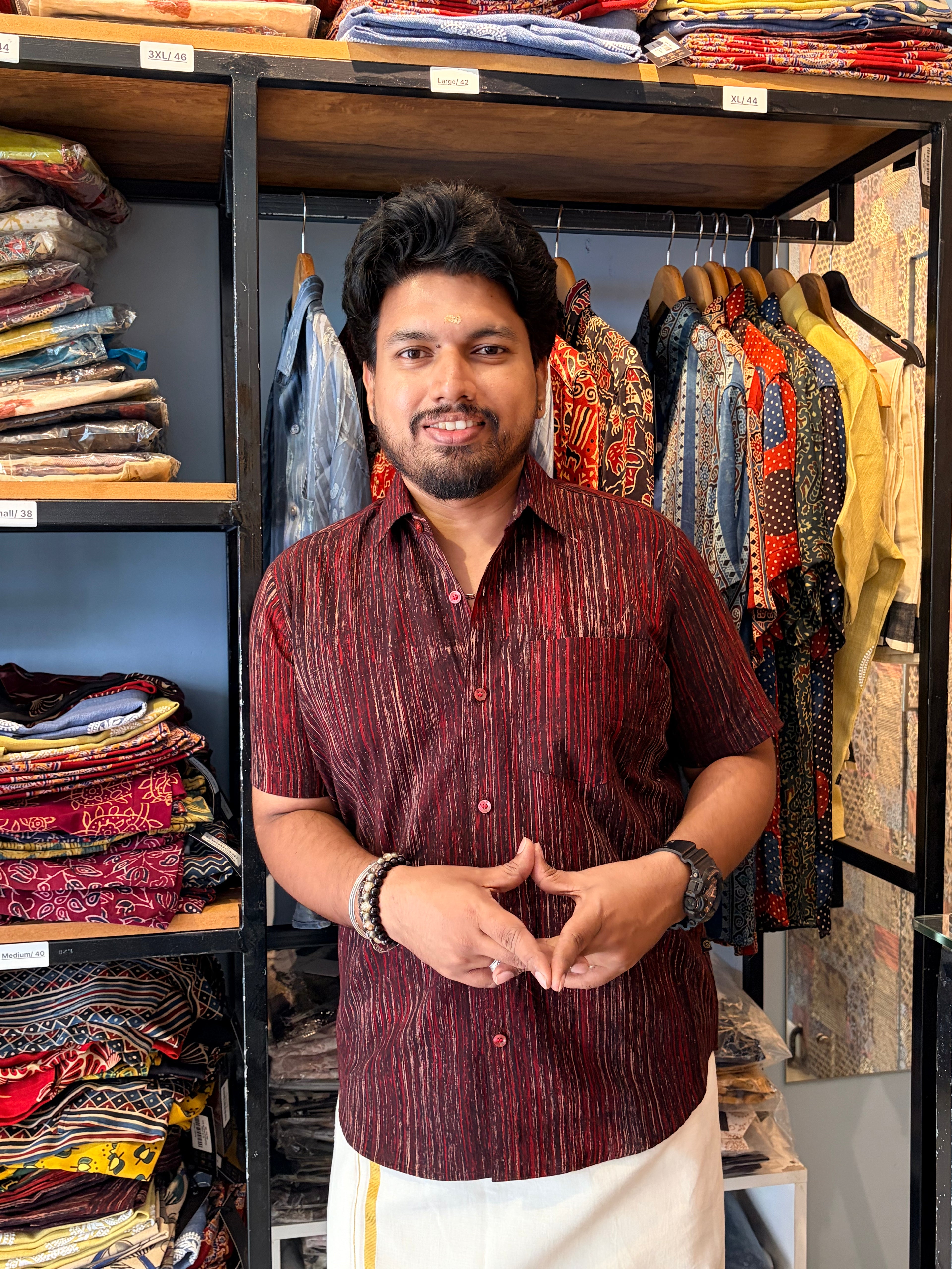 Krishnaya Handblock Printed Cotton Shirt