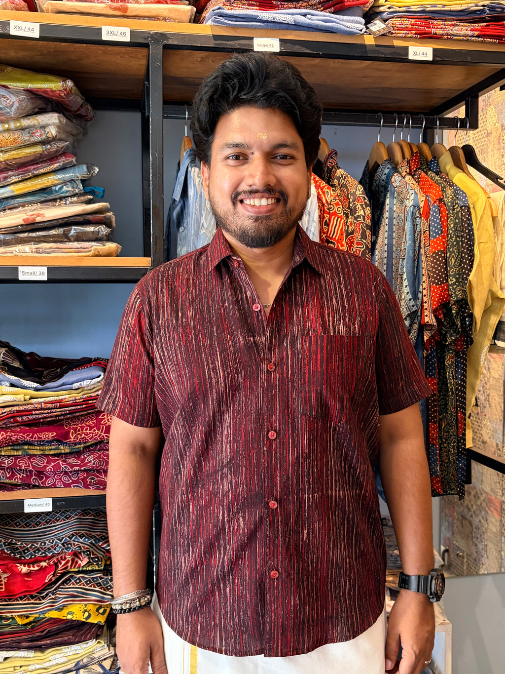 Krishnaya Handblock Printed Cotton Shirt