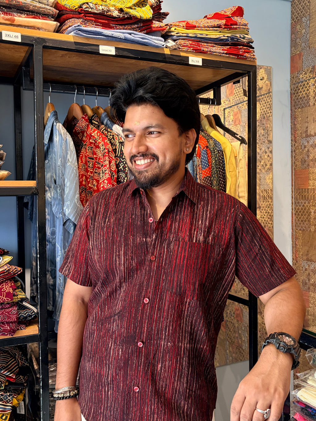 Krishnaya Handblock Printed Cotton Shirt