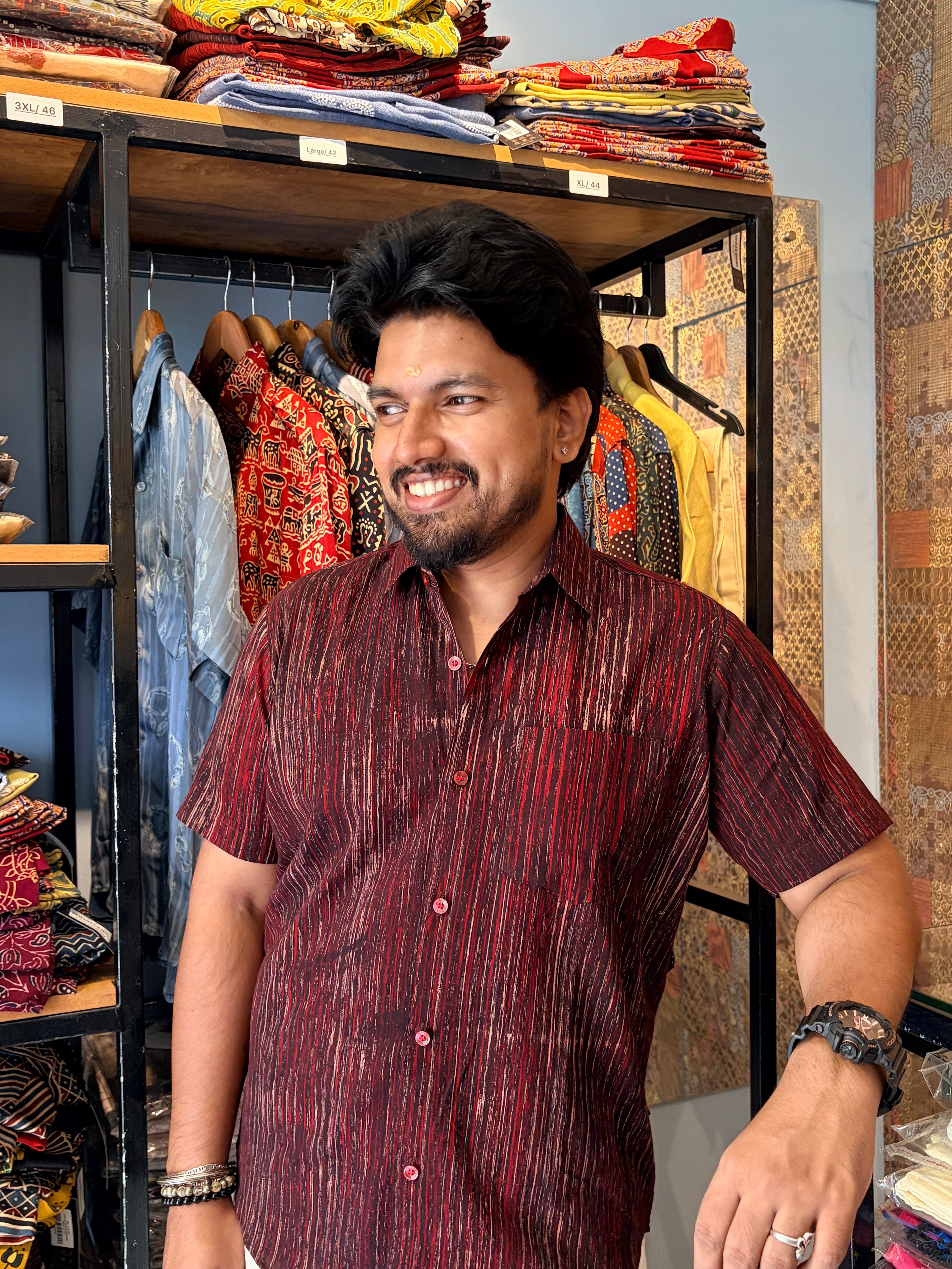 Krishnaya Handblock Printed Cotton Shirt