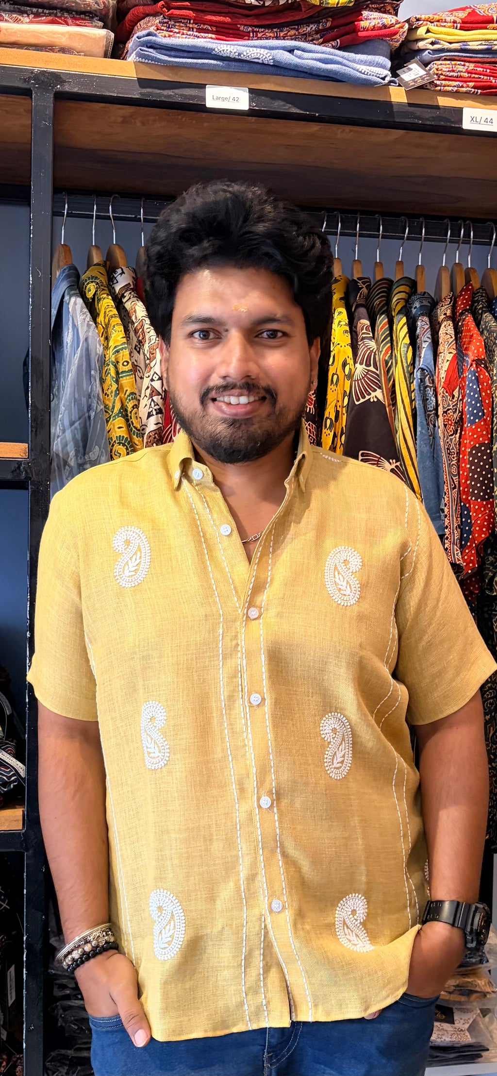 Varna Chandana Linen Cotton Embroidery Shirt