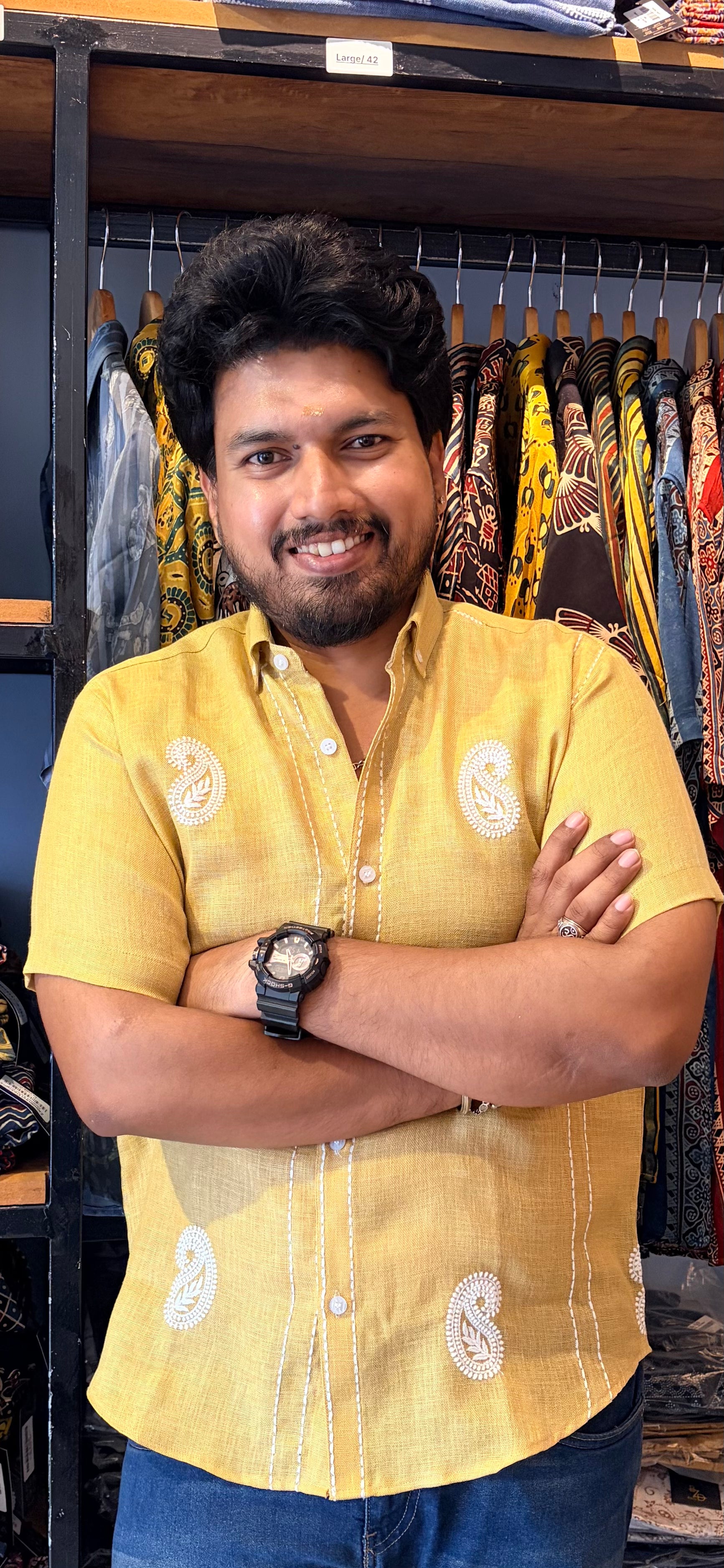Varna Chandana Linen Cotton Embroidery Shirt