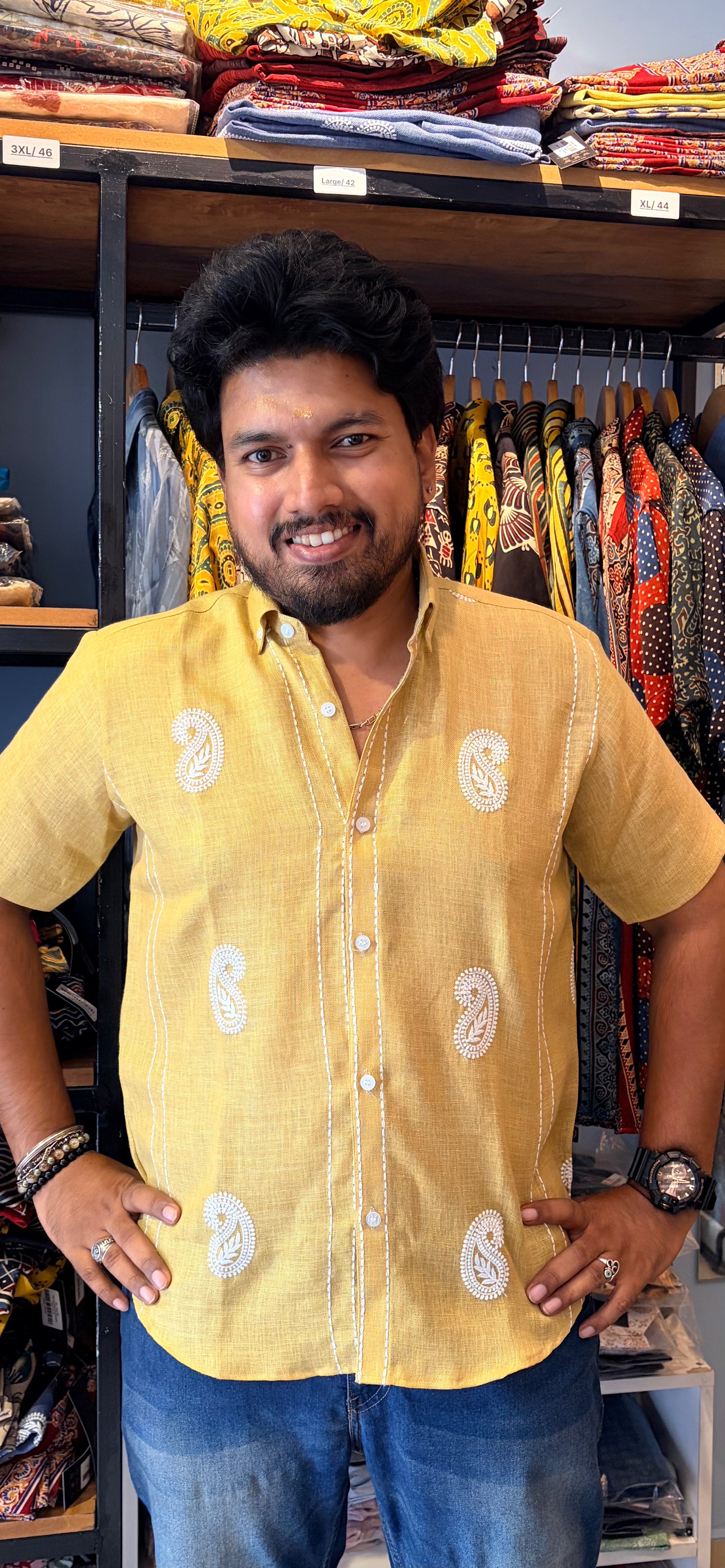 Varna Chandana Linen Cotton Embroidery Shirt