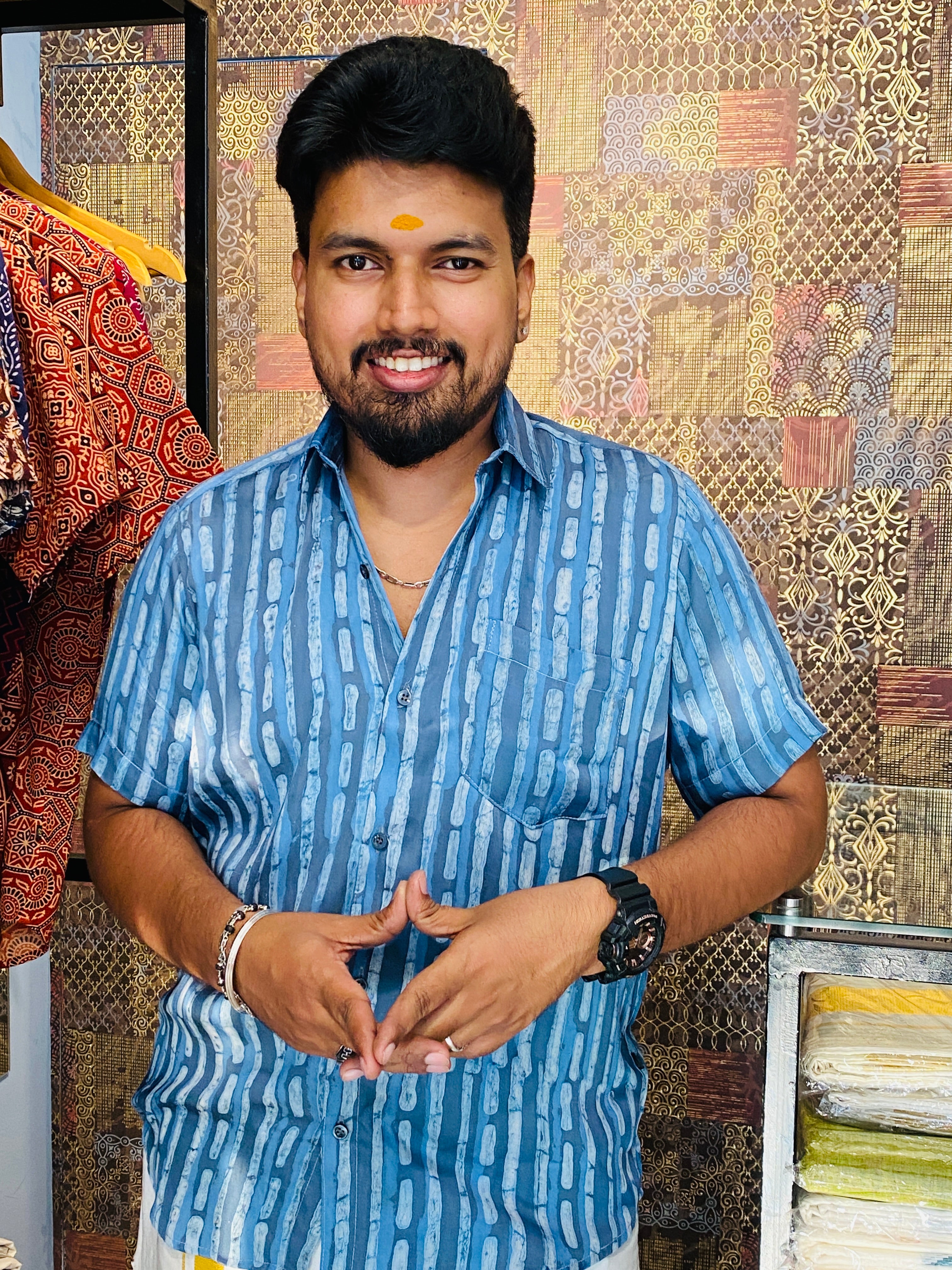 Lehara- Blue Modal Silk Shirt