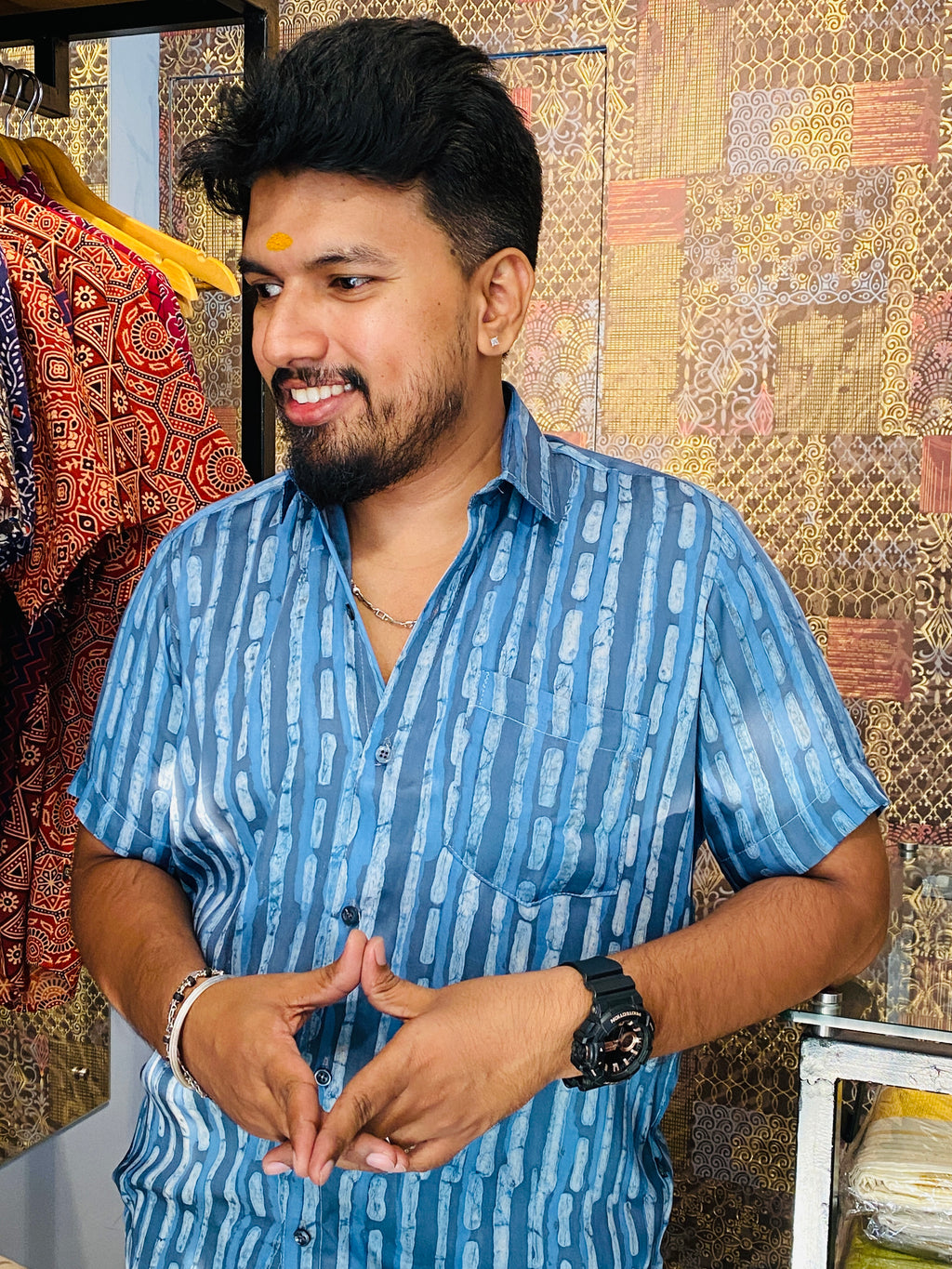 Lehara- Blue Modal Silk Shirt