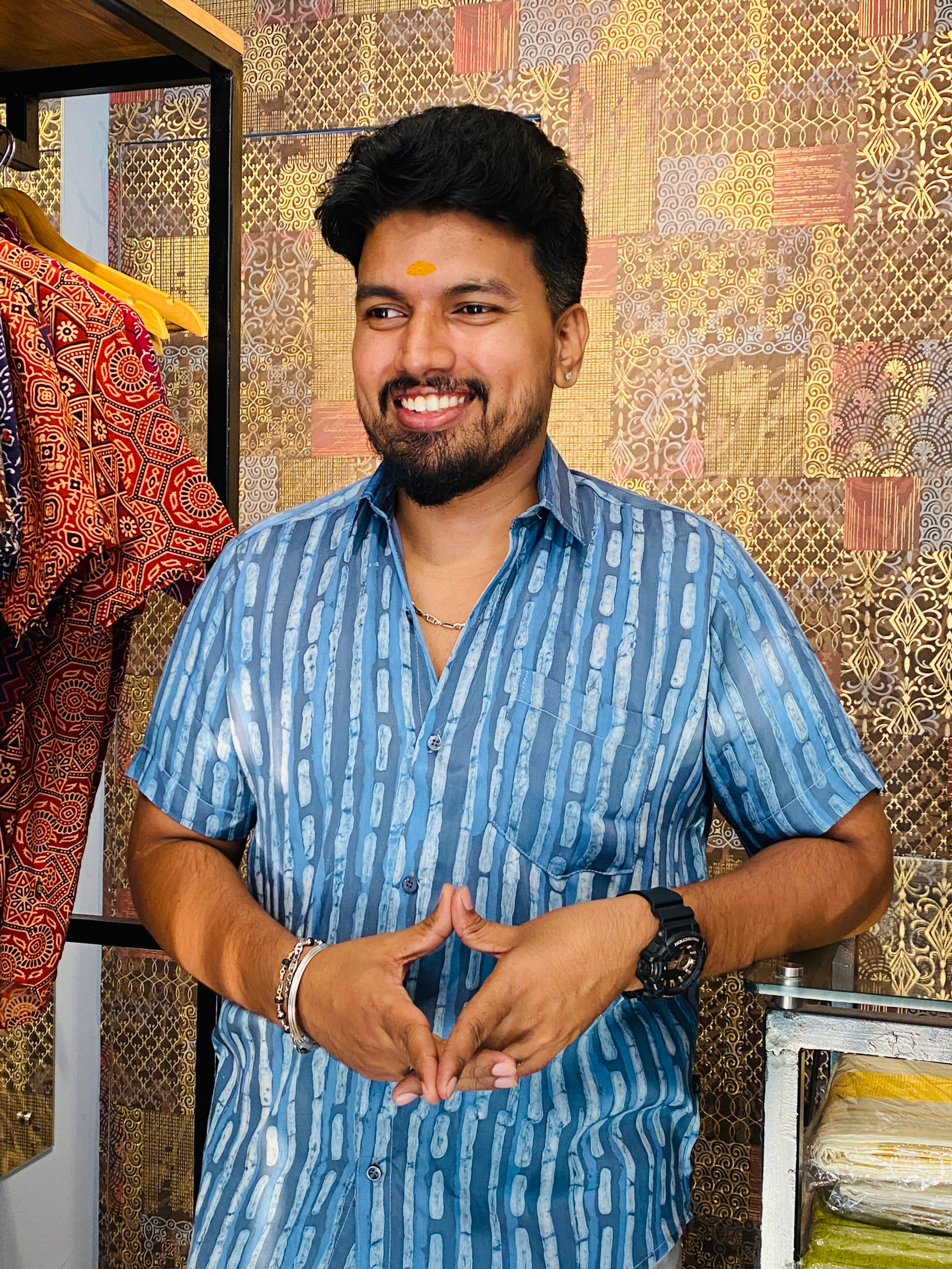 Lehara- Blue Modal Silk Shirt