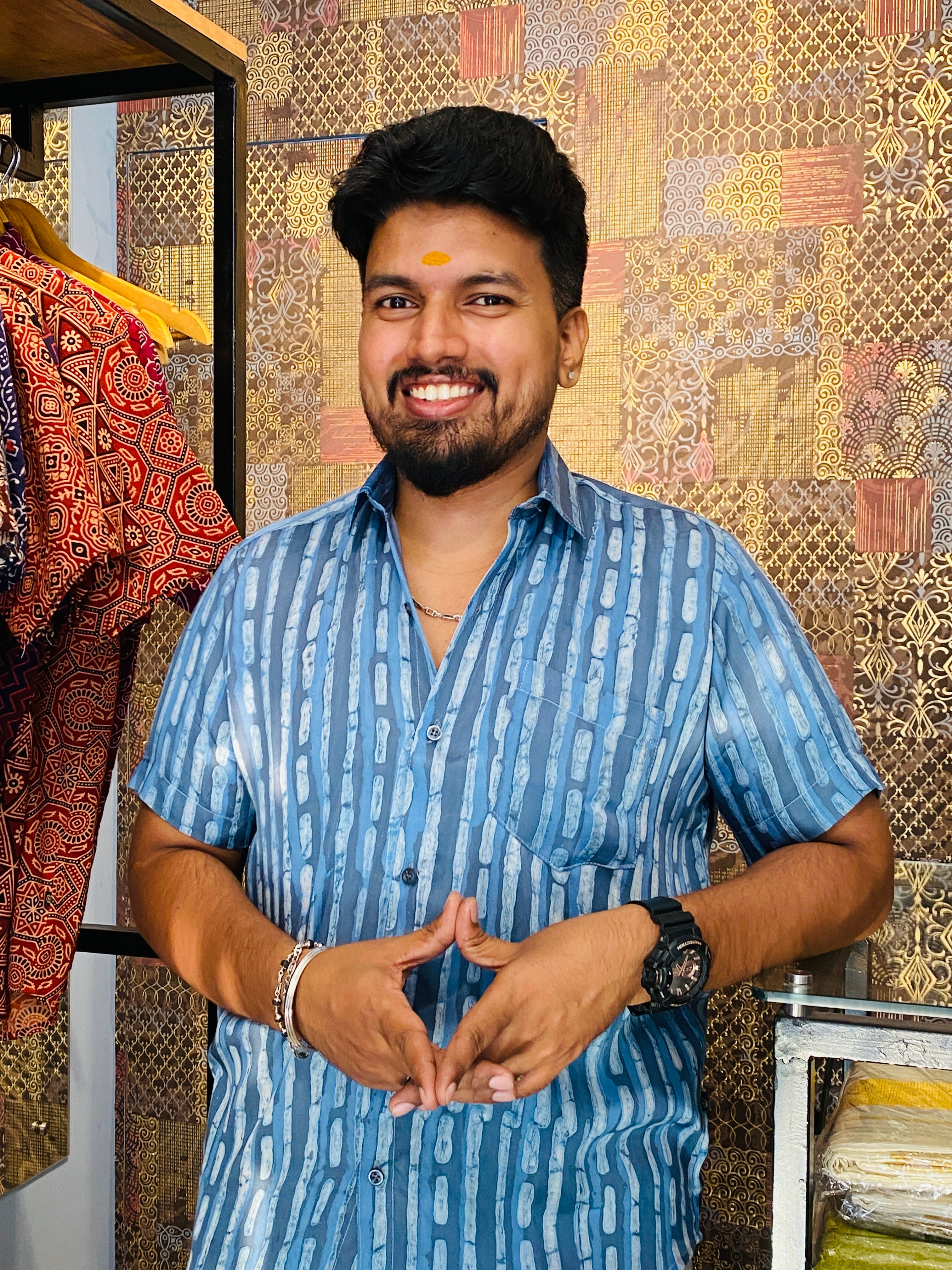 Lehara- Blue Modal Silk Shirt