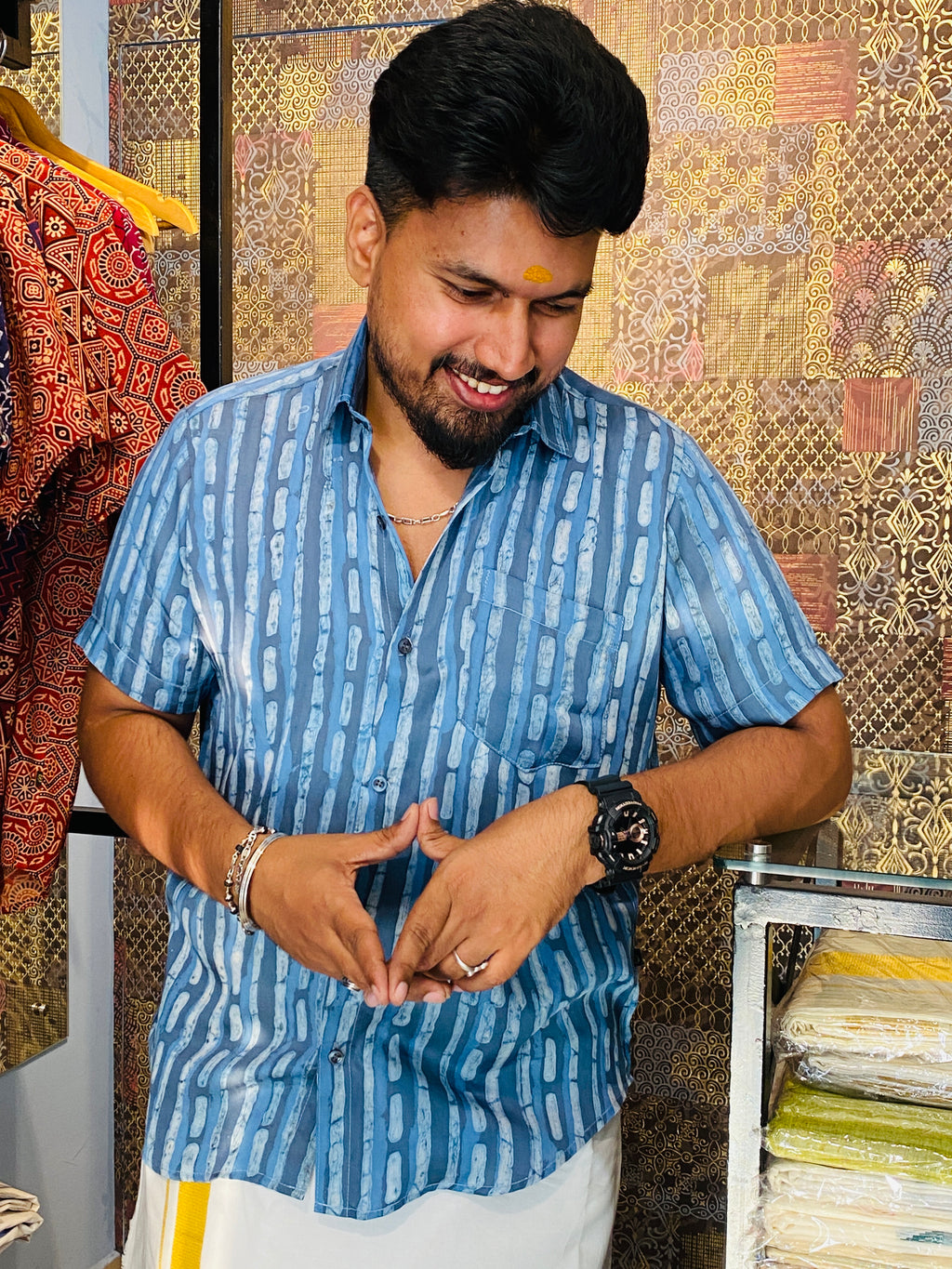 Lehara- Blue Modal Silk Shirt