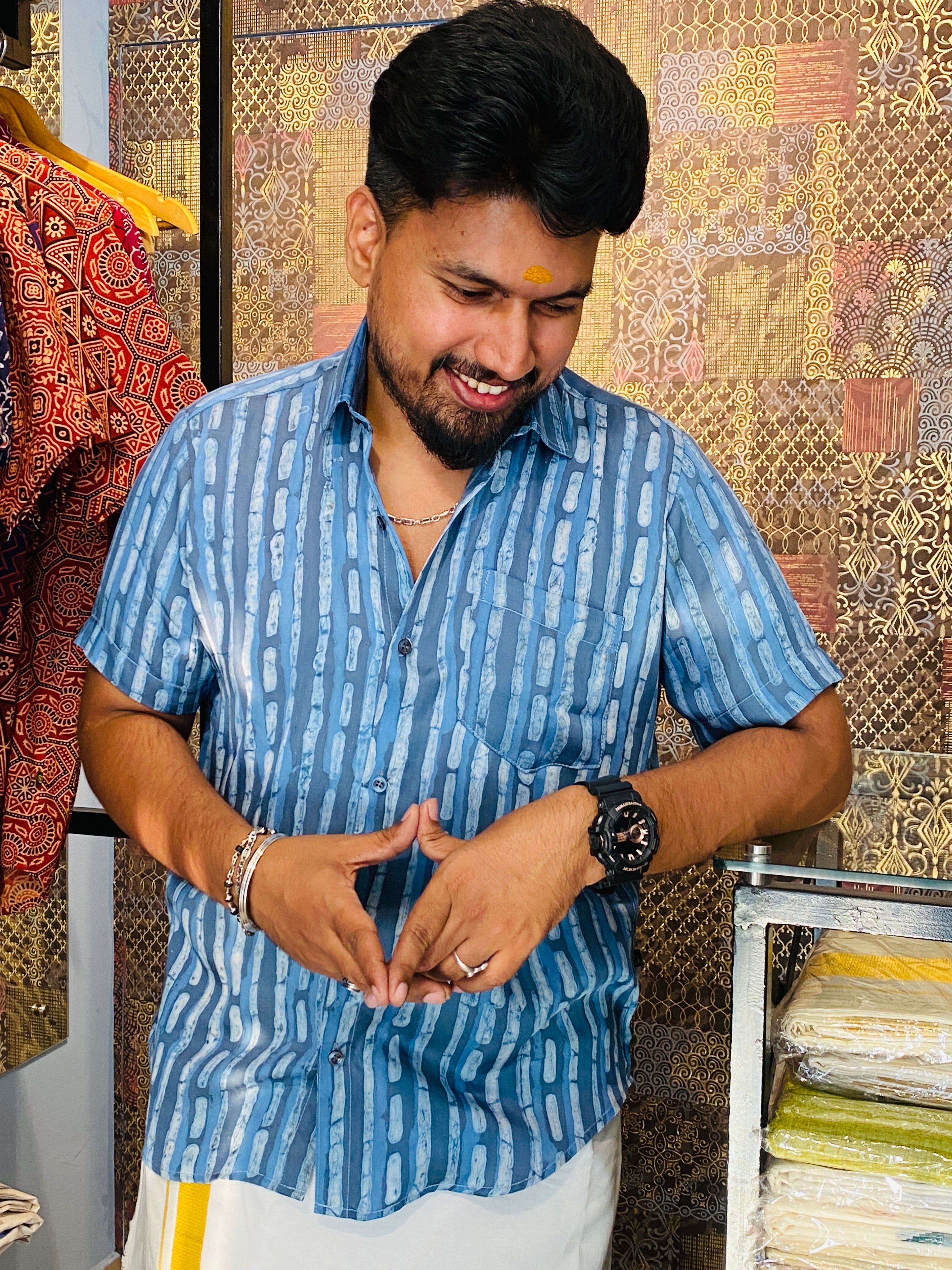 Lehara- Blue Modal Silk Shirt