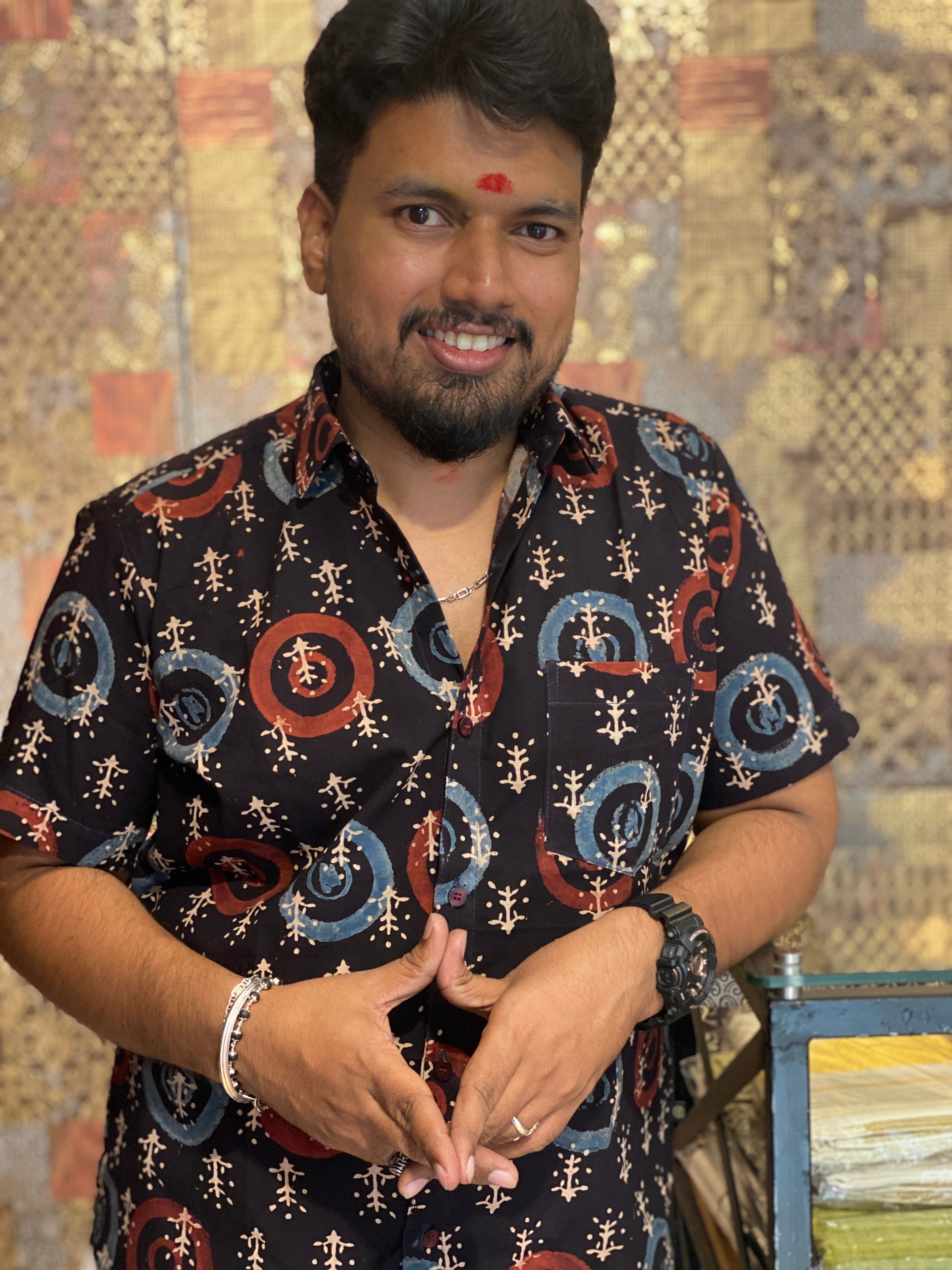 Mandalika - Black Pure Cotton Hand Block Print Shirt