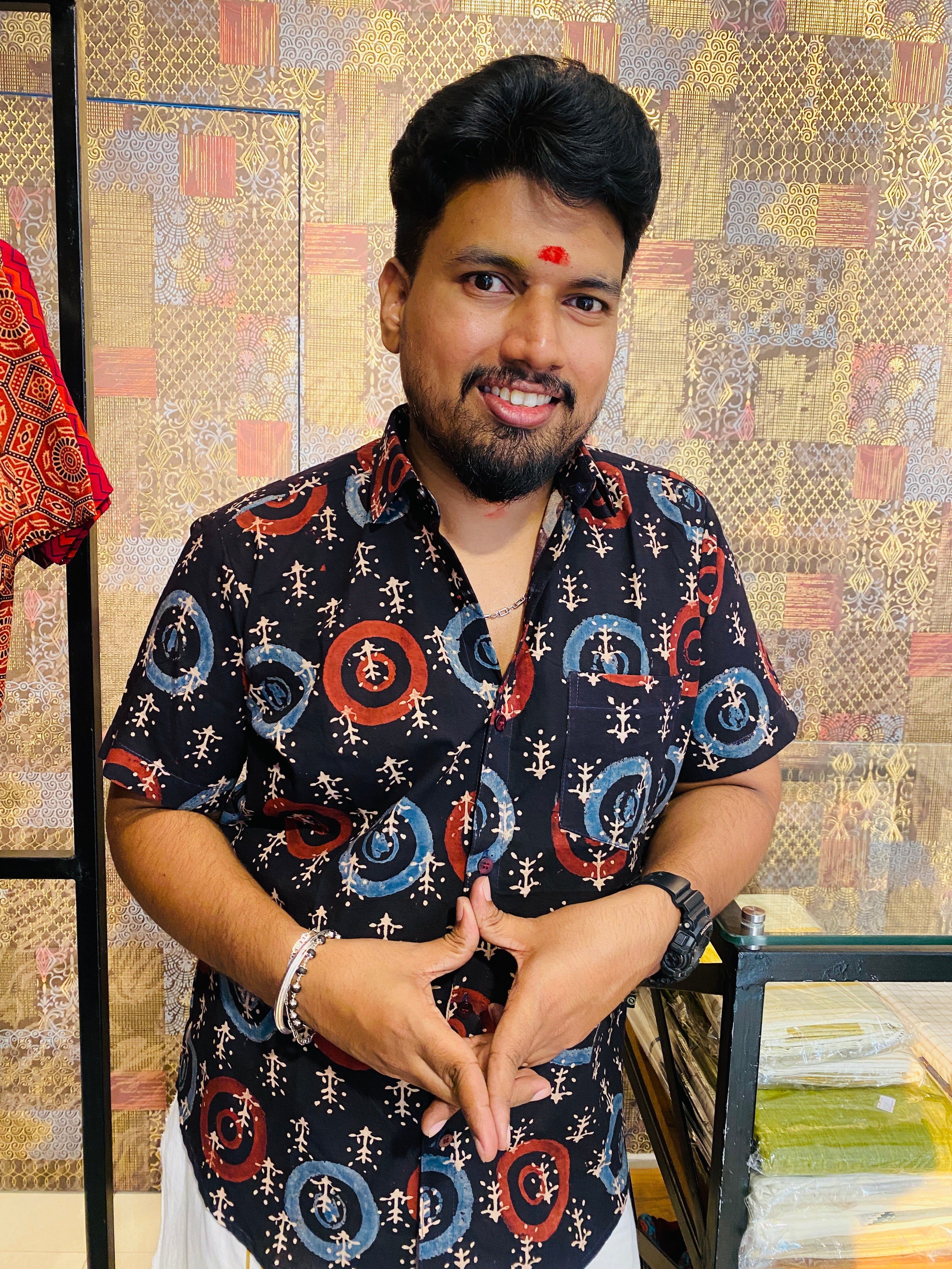 Mandalika - Black Pure Cotton Hand Block Print Shirt