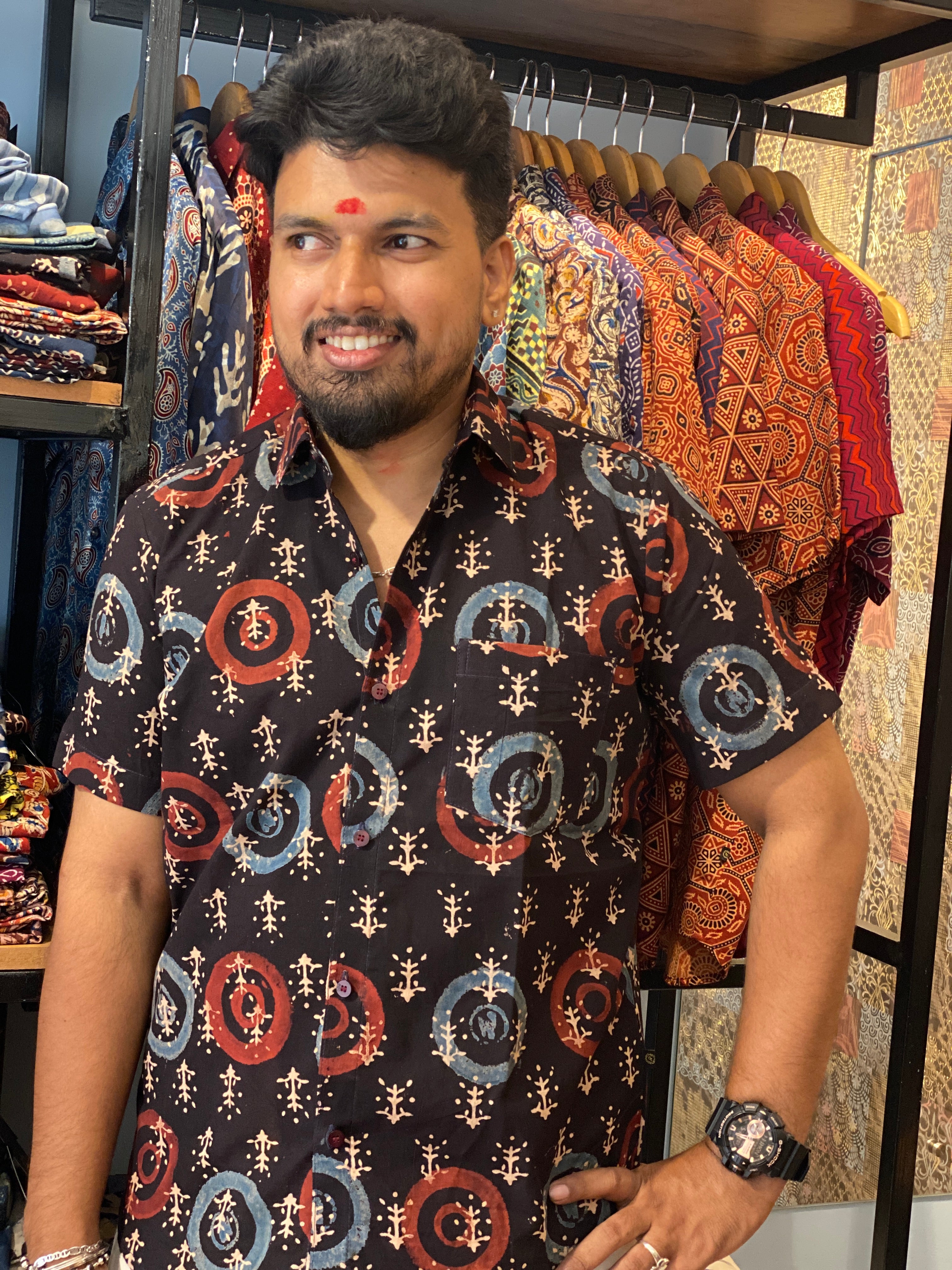 Mandalika - Black Pure Cotton Hand Block Print Shirt