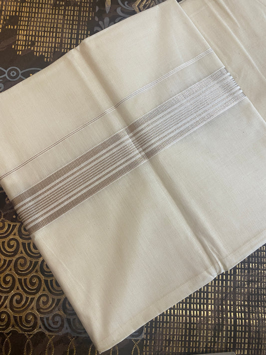 Handloom Double Dhothi ( Silver Zari )