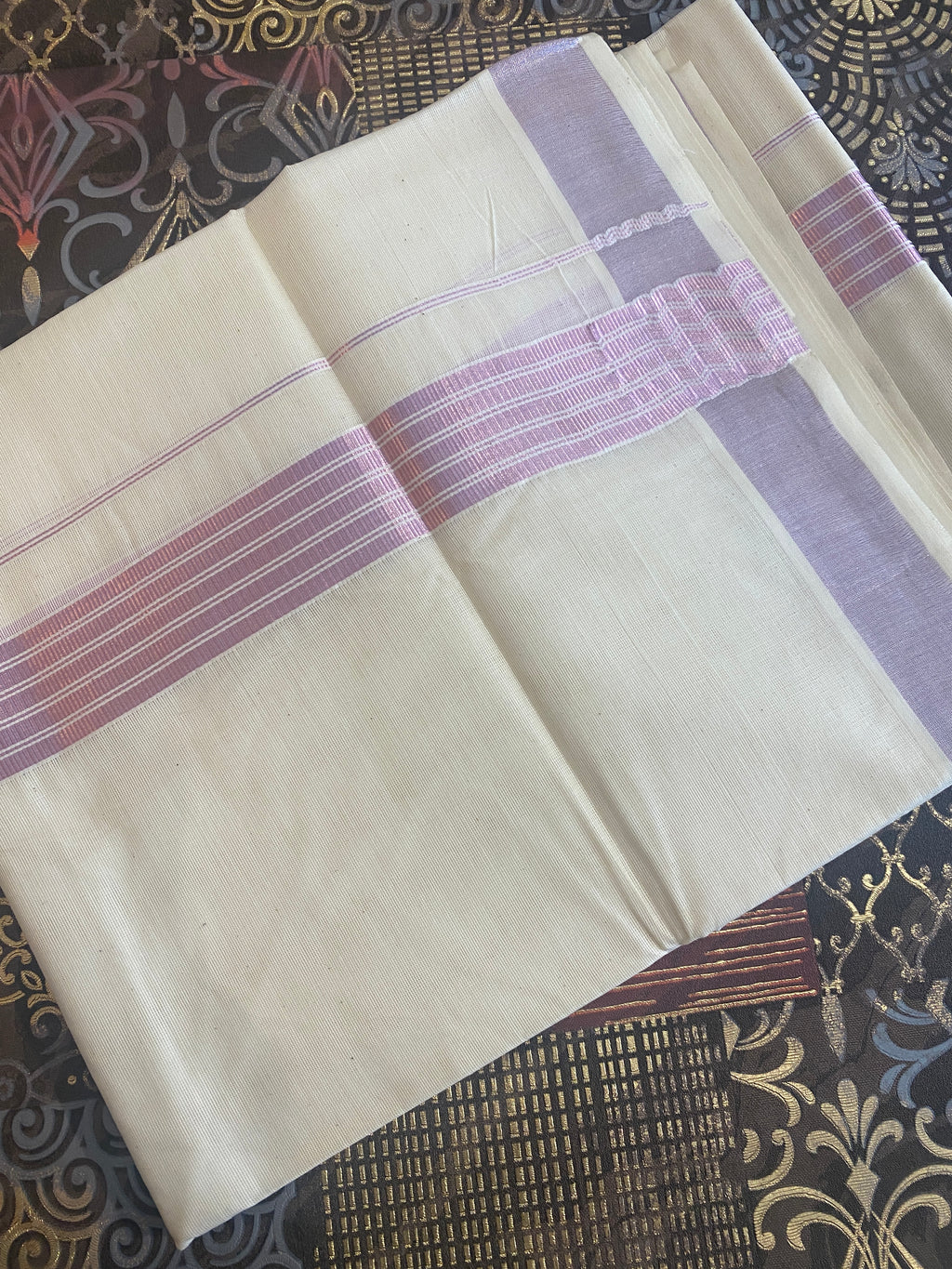 Padmaraga - Premium Rose Gold Zari Boder Dhoti