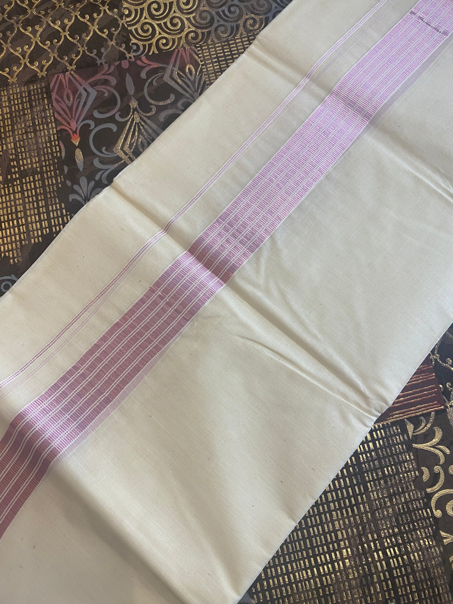 HandLoom Double Dhothi ( Rose Gold Zari )