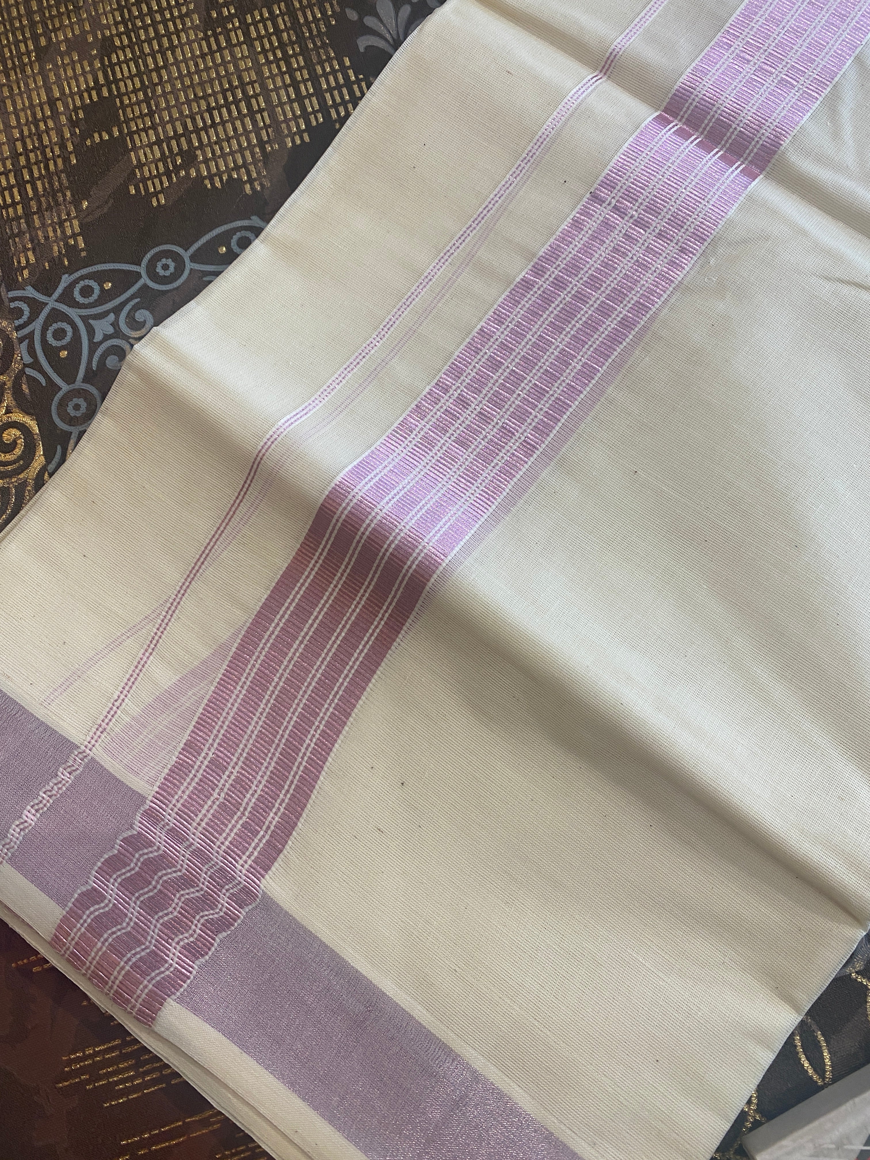 Padmaraga - Premium Rose Gold Zari Boder Dhoti