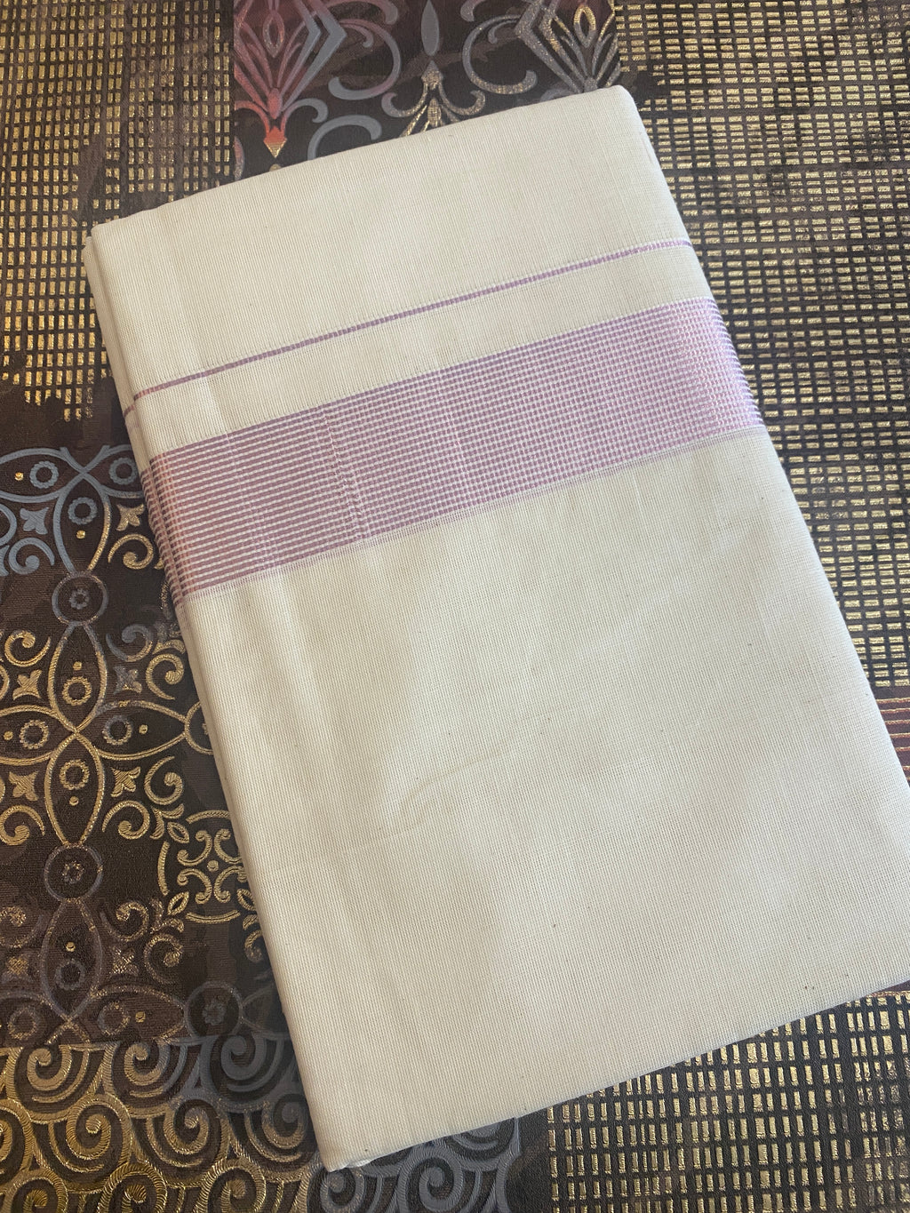 Rohitha- Premium Rose Gold Zari Border Dhoti
