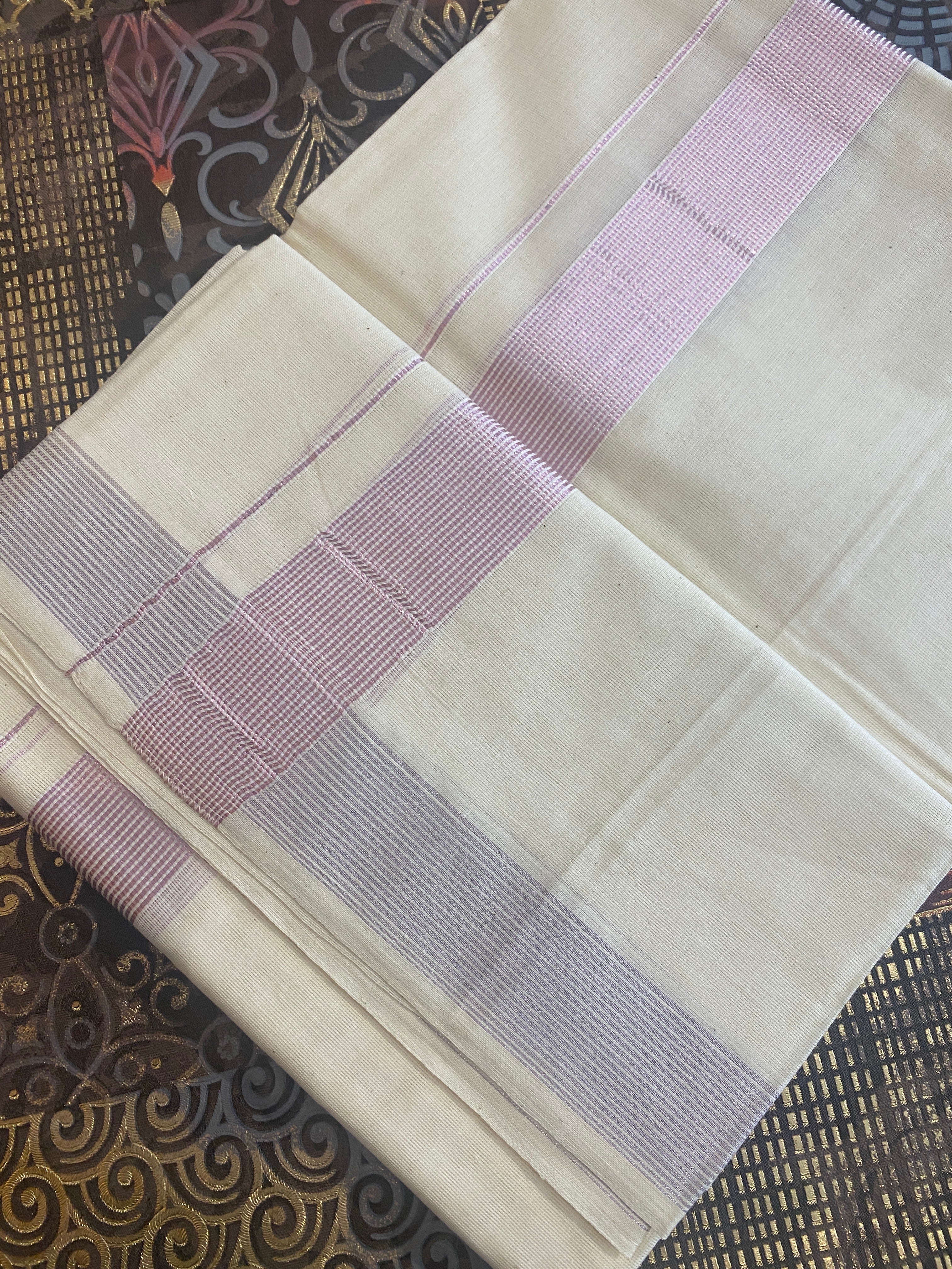 Rohitha- Premium Rose Gold Zari Border Dhoti