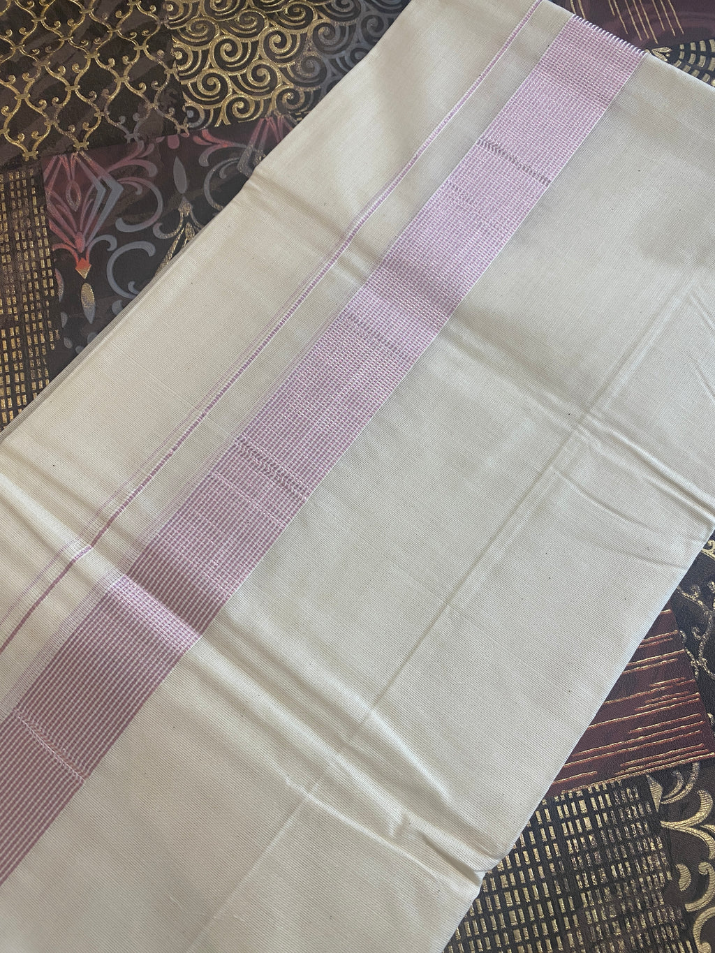 Rohitha- Premium Rose Gold Zari Border Dhoti