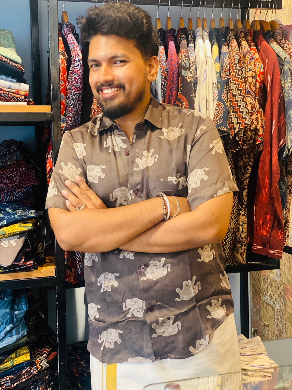 Gajarekha - Grey Modal Silk Shirt
