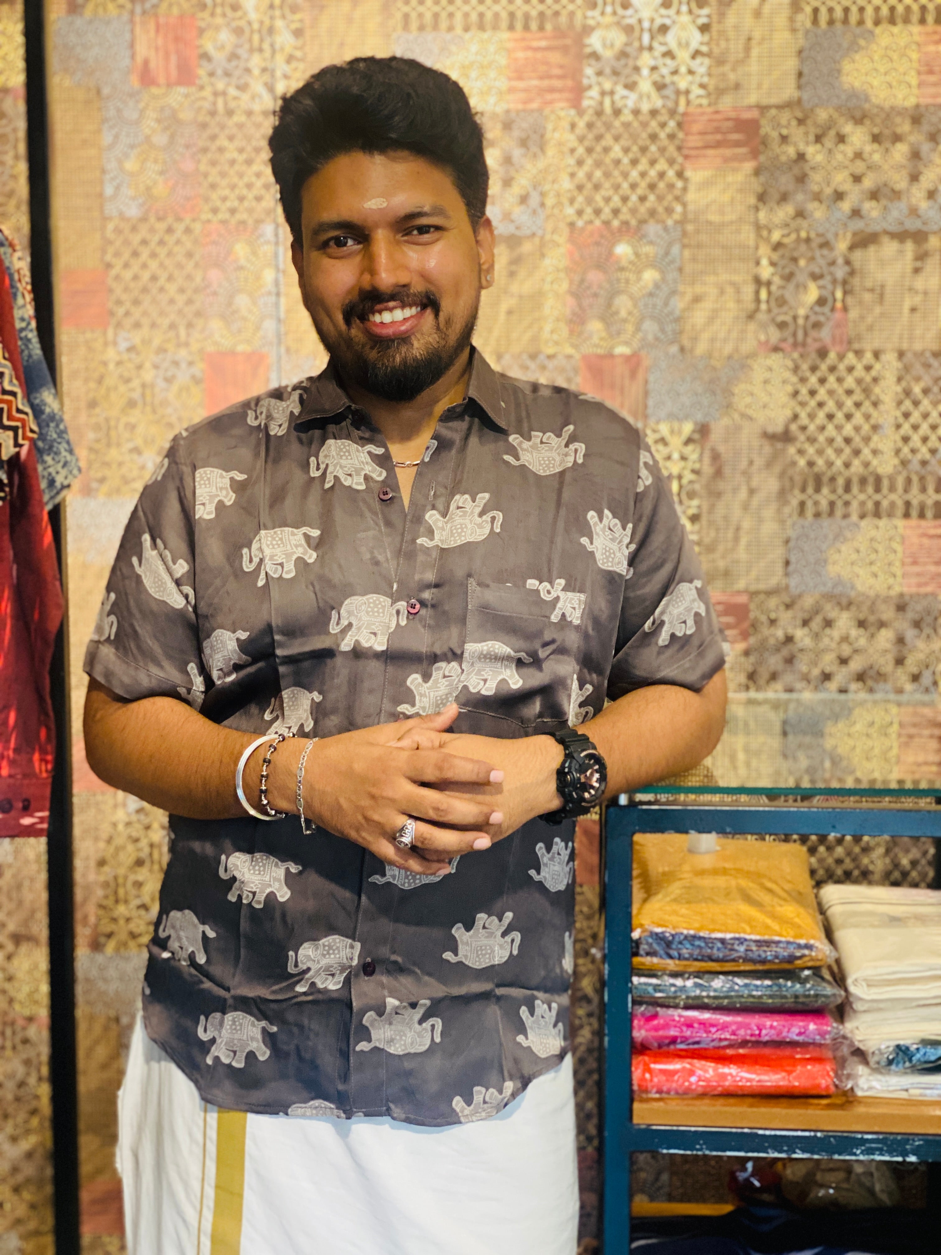 Gajarekha - Grey Modal Silk Shirt