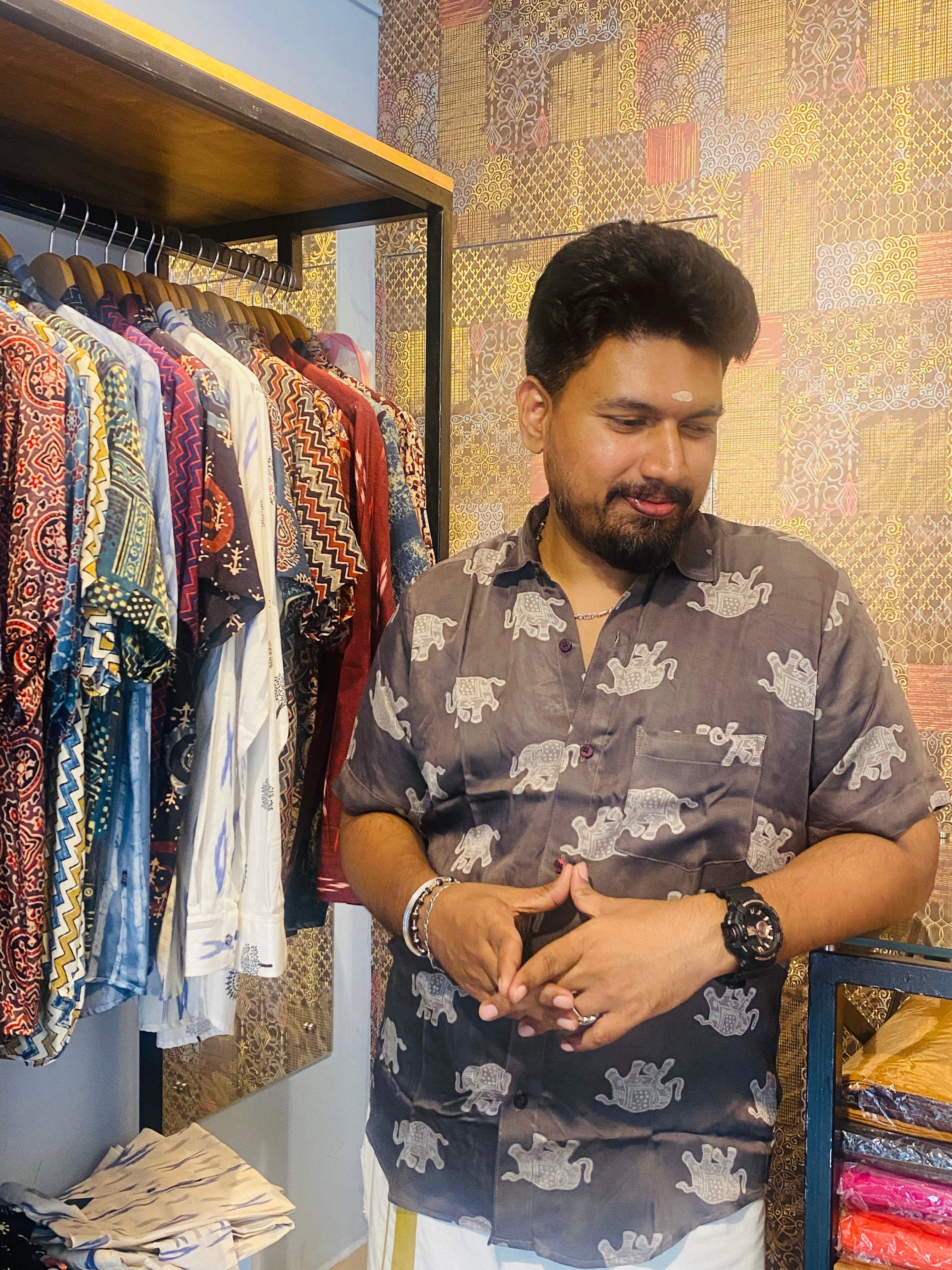 Gajarekha - Grey Modal Silk Shirt