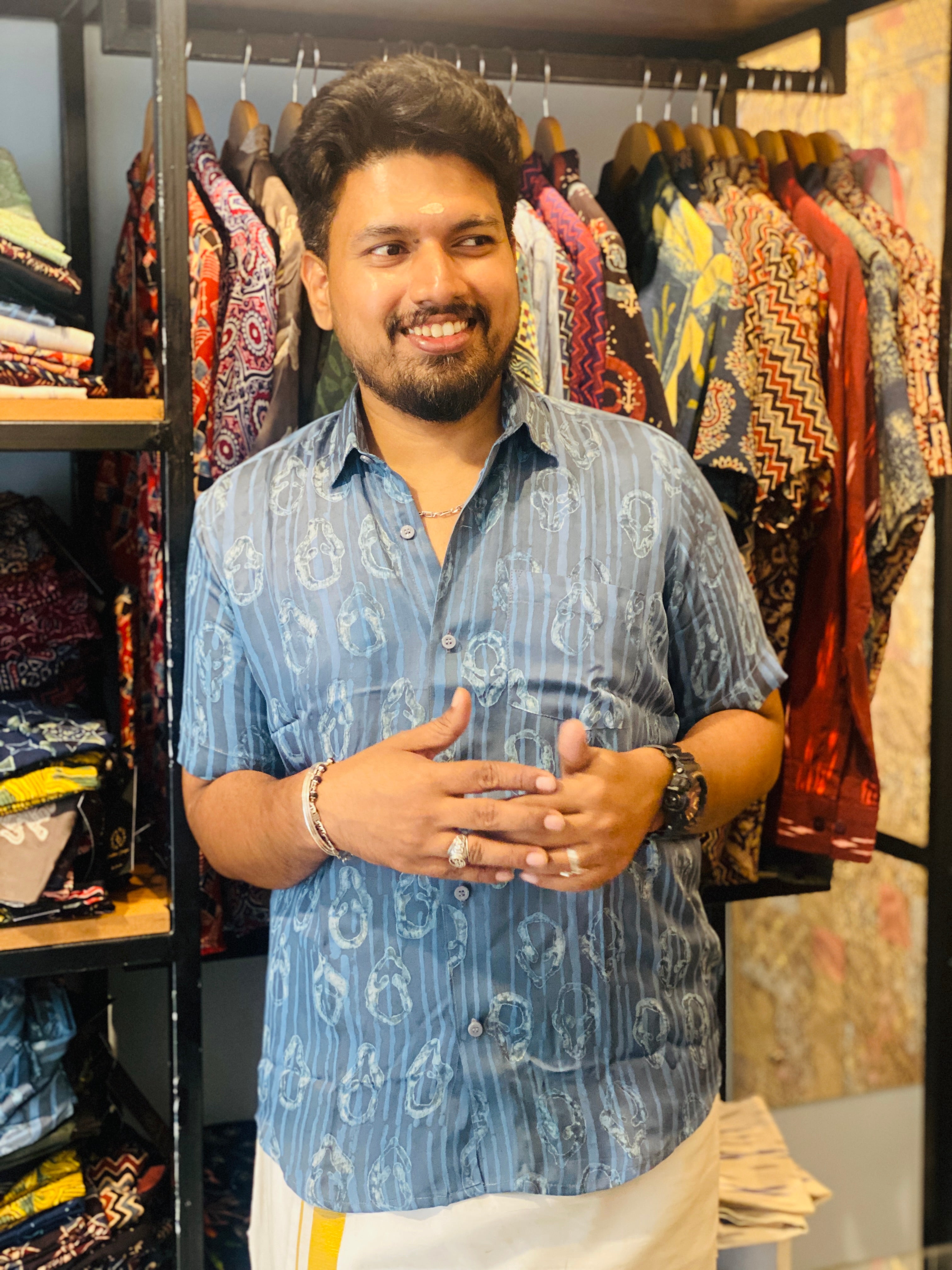 JalaRekha - Blue Modal Silk Shirt
