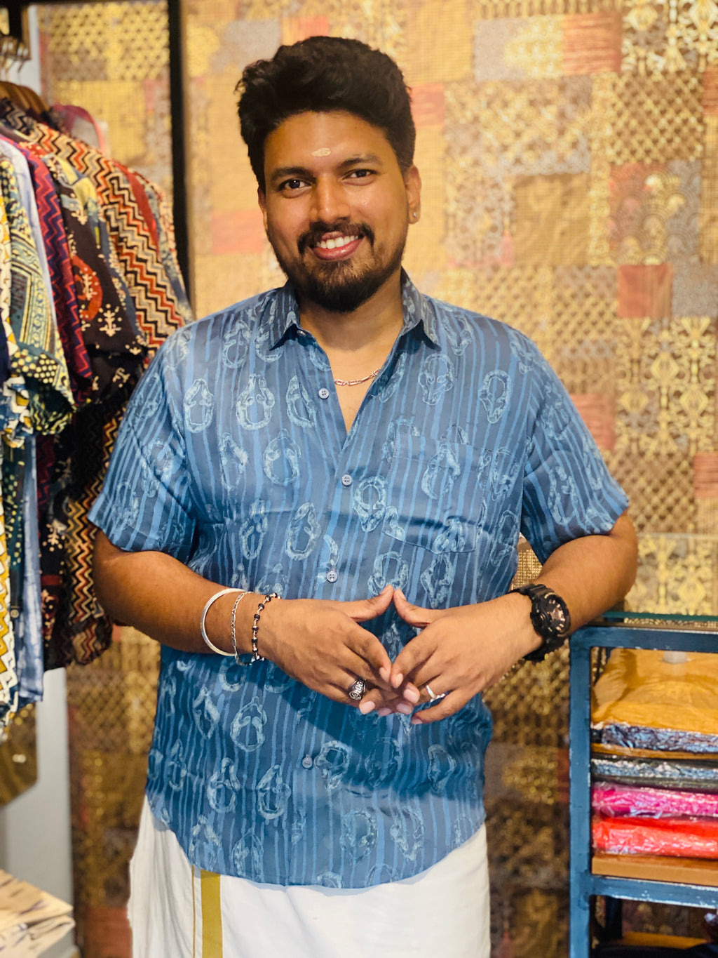 JalaRekha - Blue Modal Silk Shirt