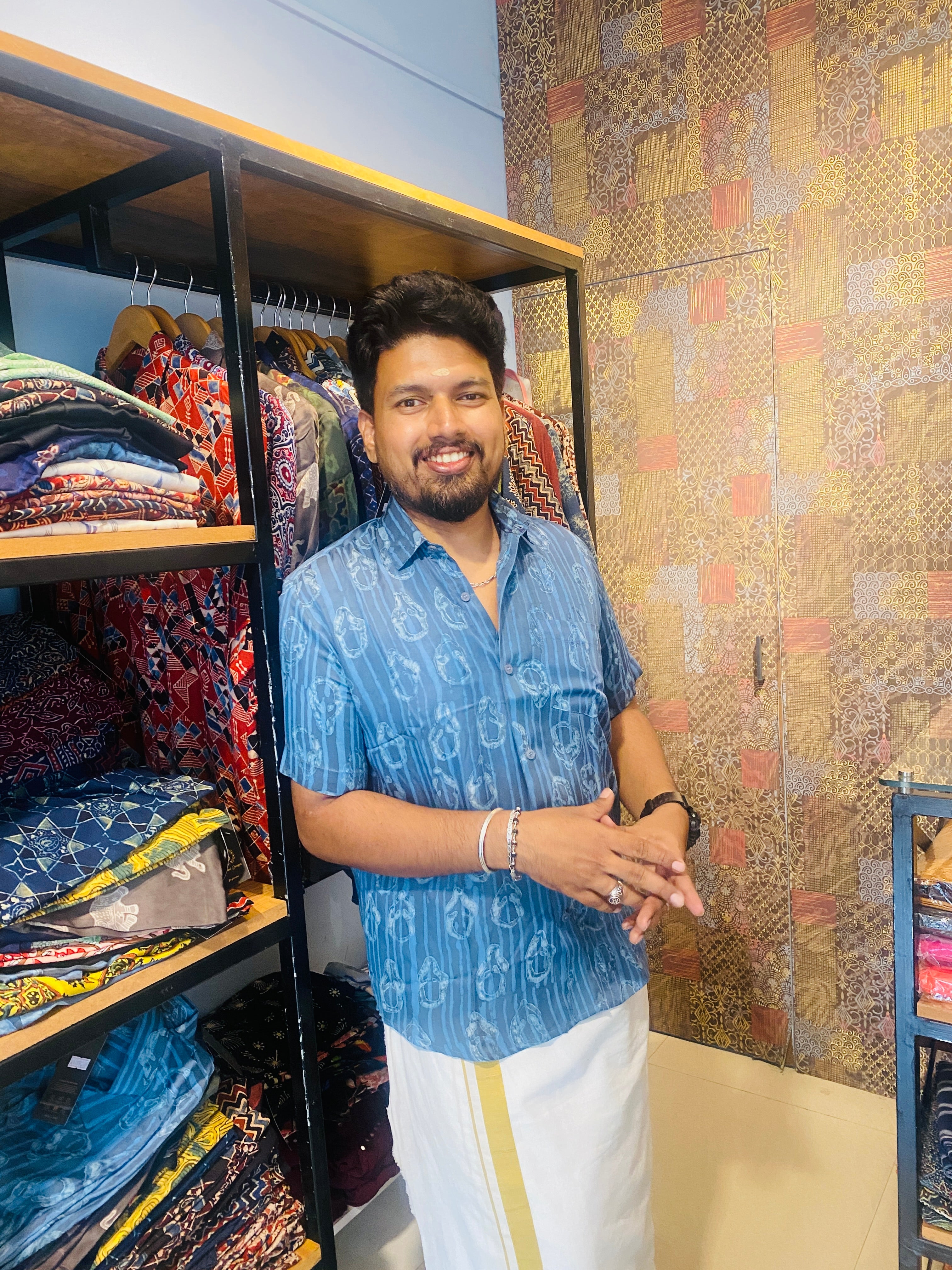 JalaRekha - Blue Modal Silk Shirt