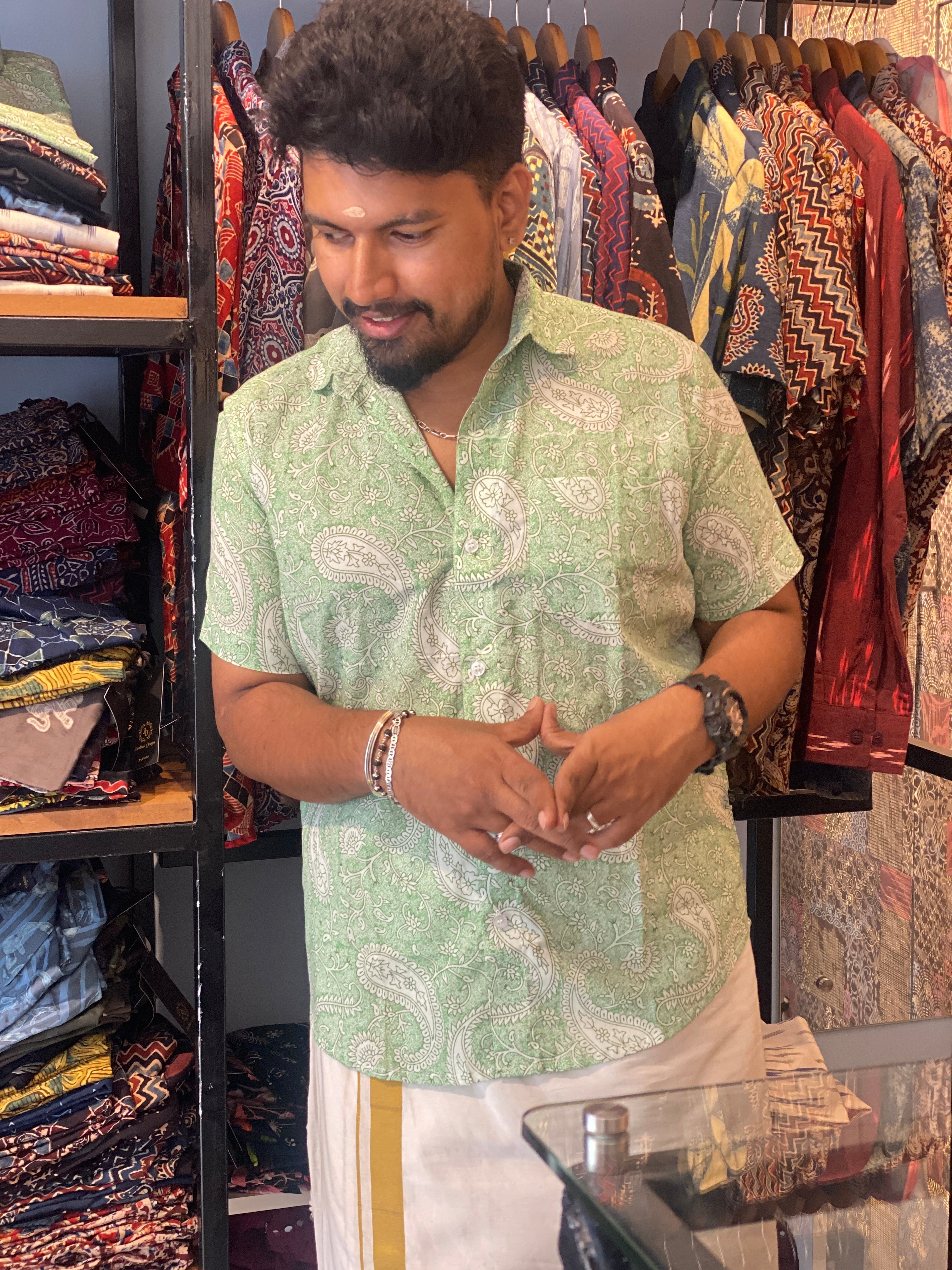 Mango Motif Printed Cotton Shirt