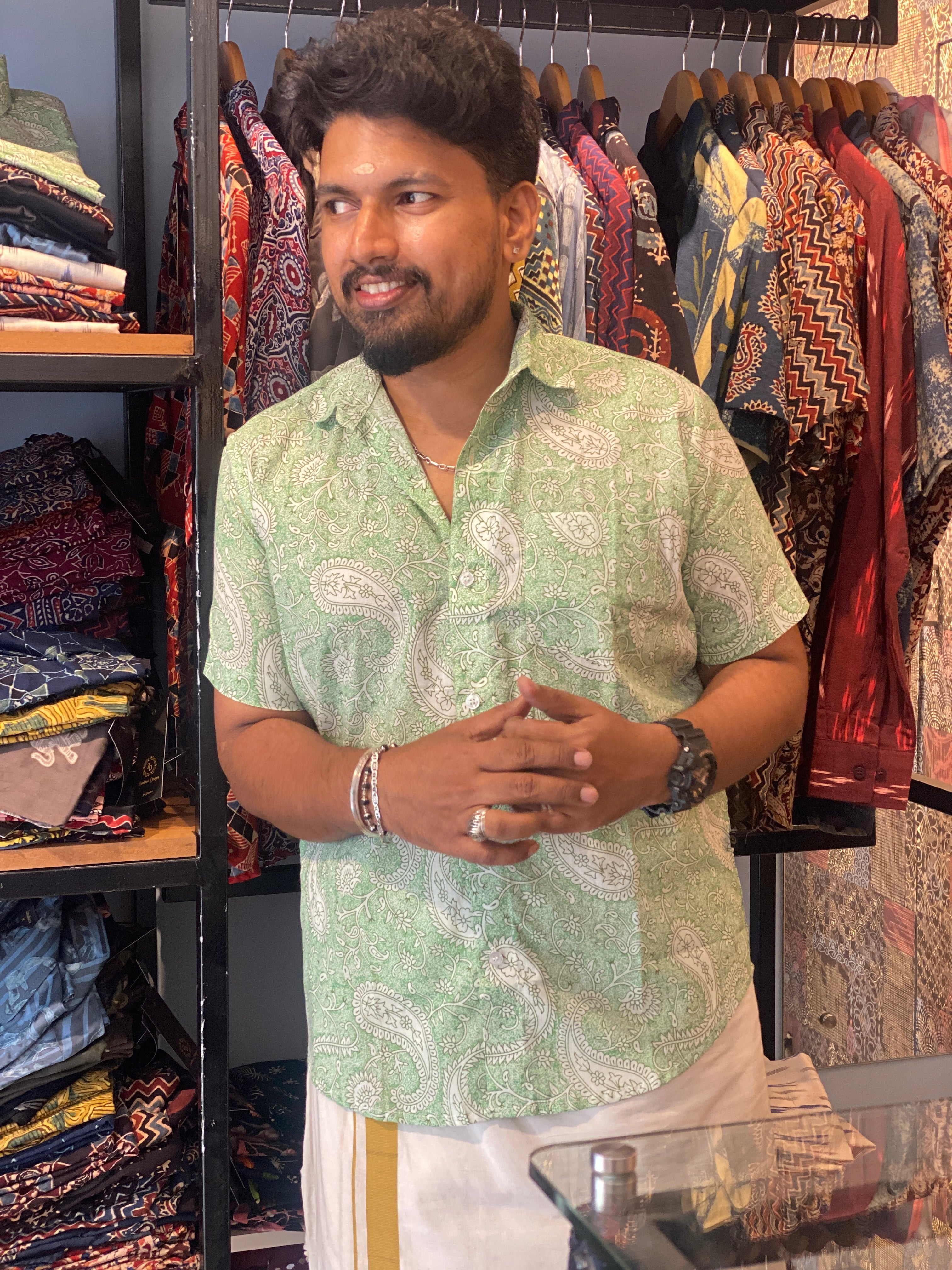 Mango Motif Printed Cotton Shirt