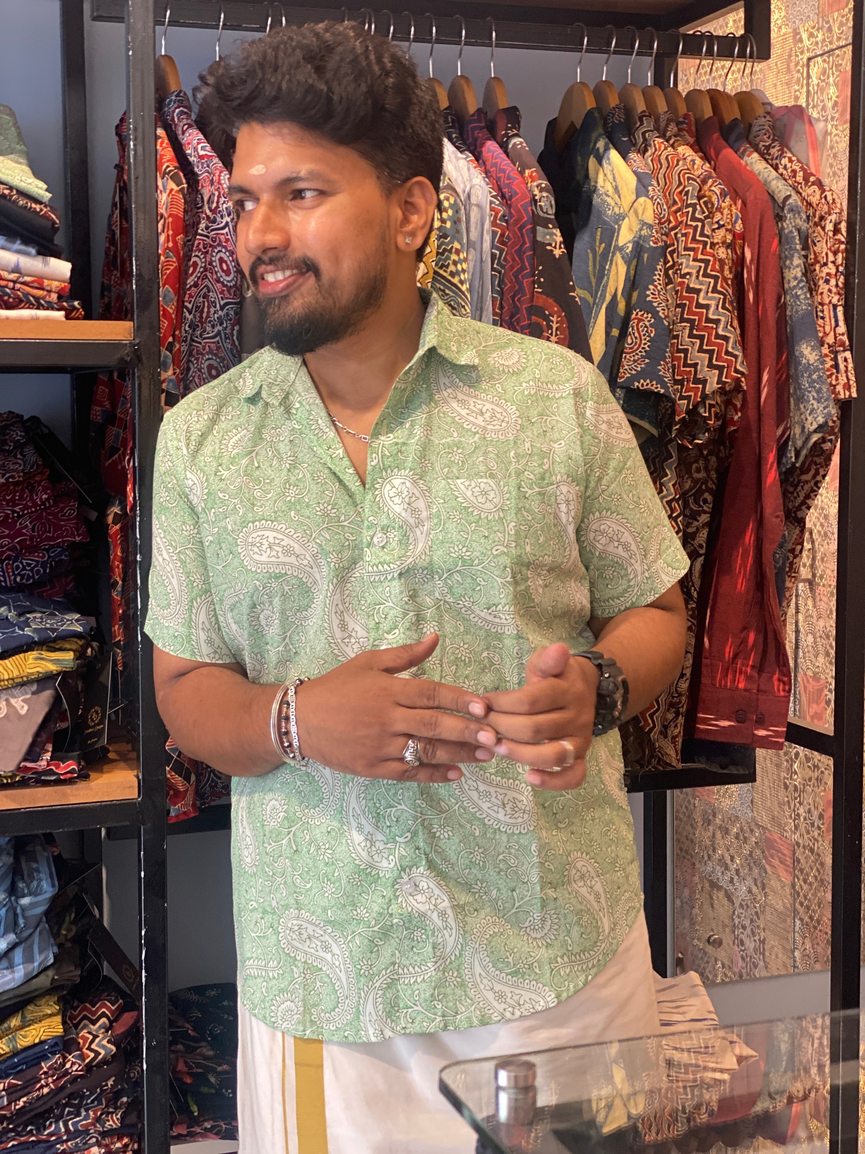Mango Motif Printed Cotton Shirt